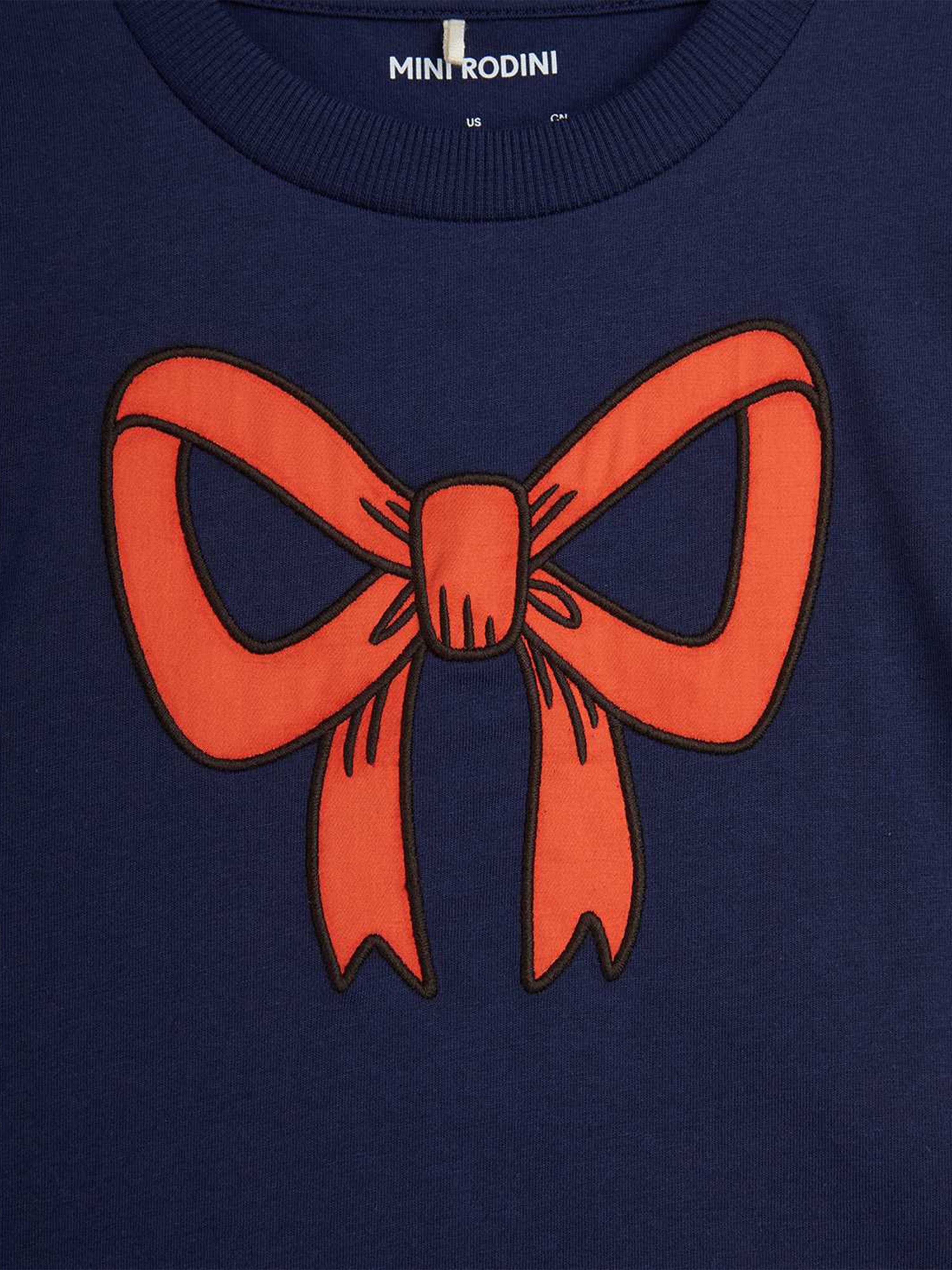 Girls Bow Application T-Shirt in Navy