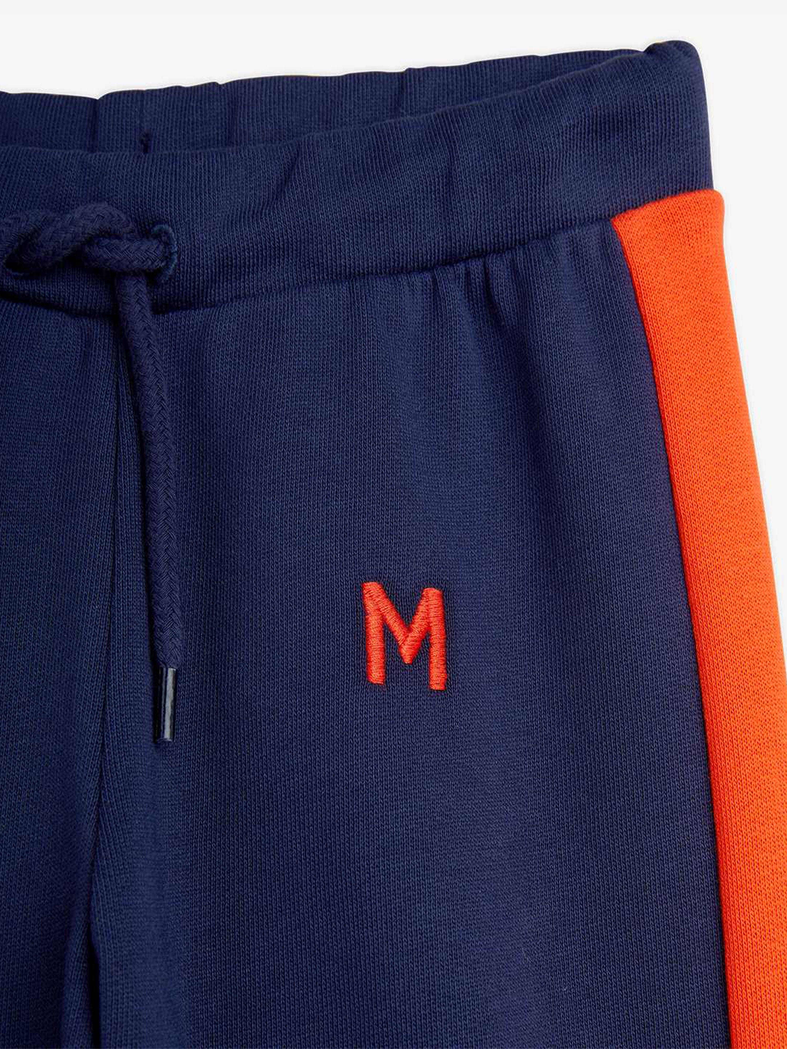 Boys Panel Embroidered Joggers in Navy