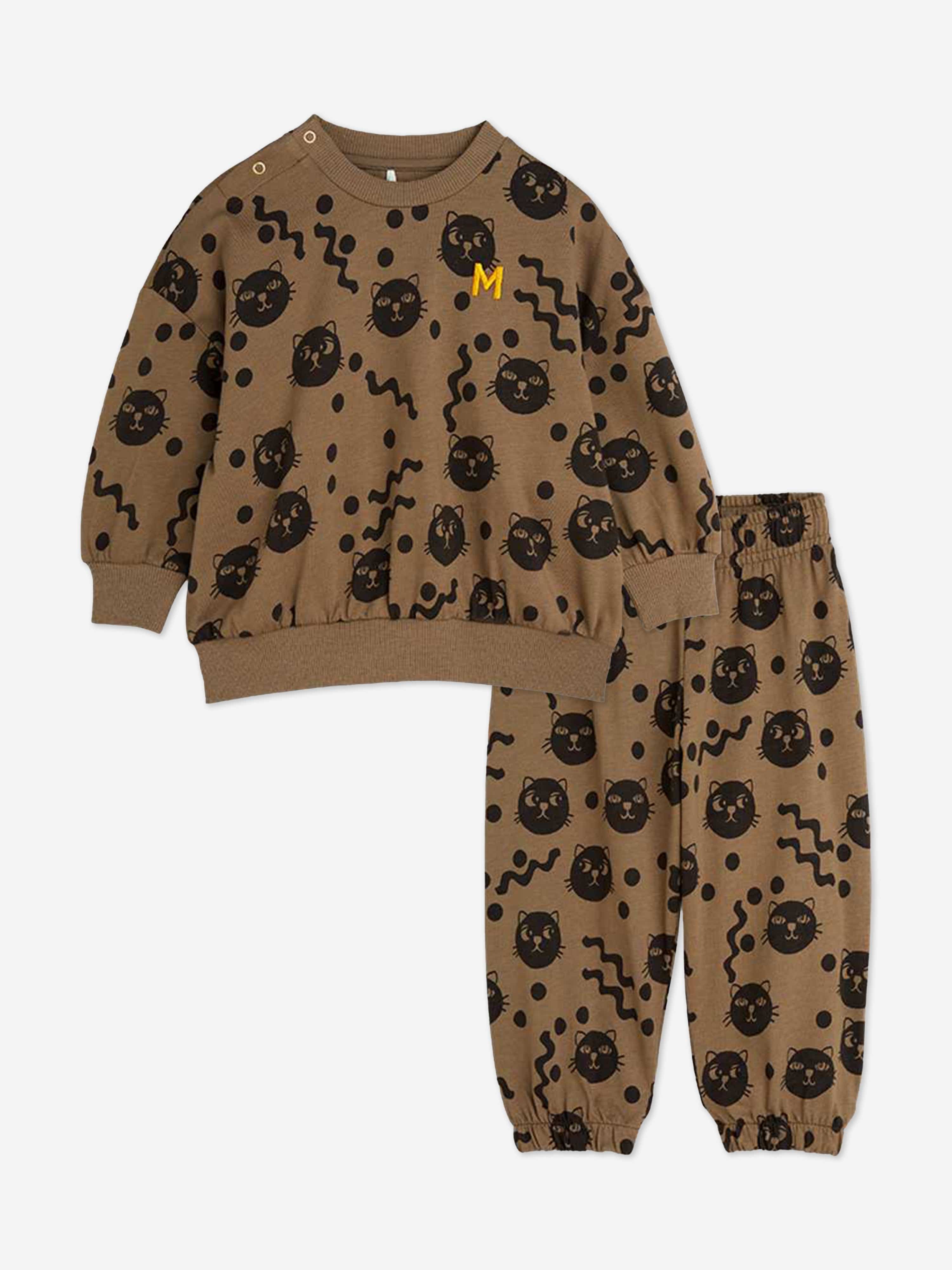 Baby Squiggly Cats AOP Tracksuit in Brown