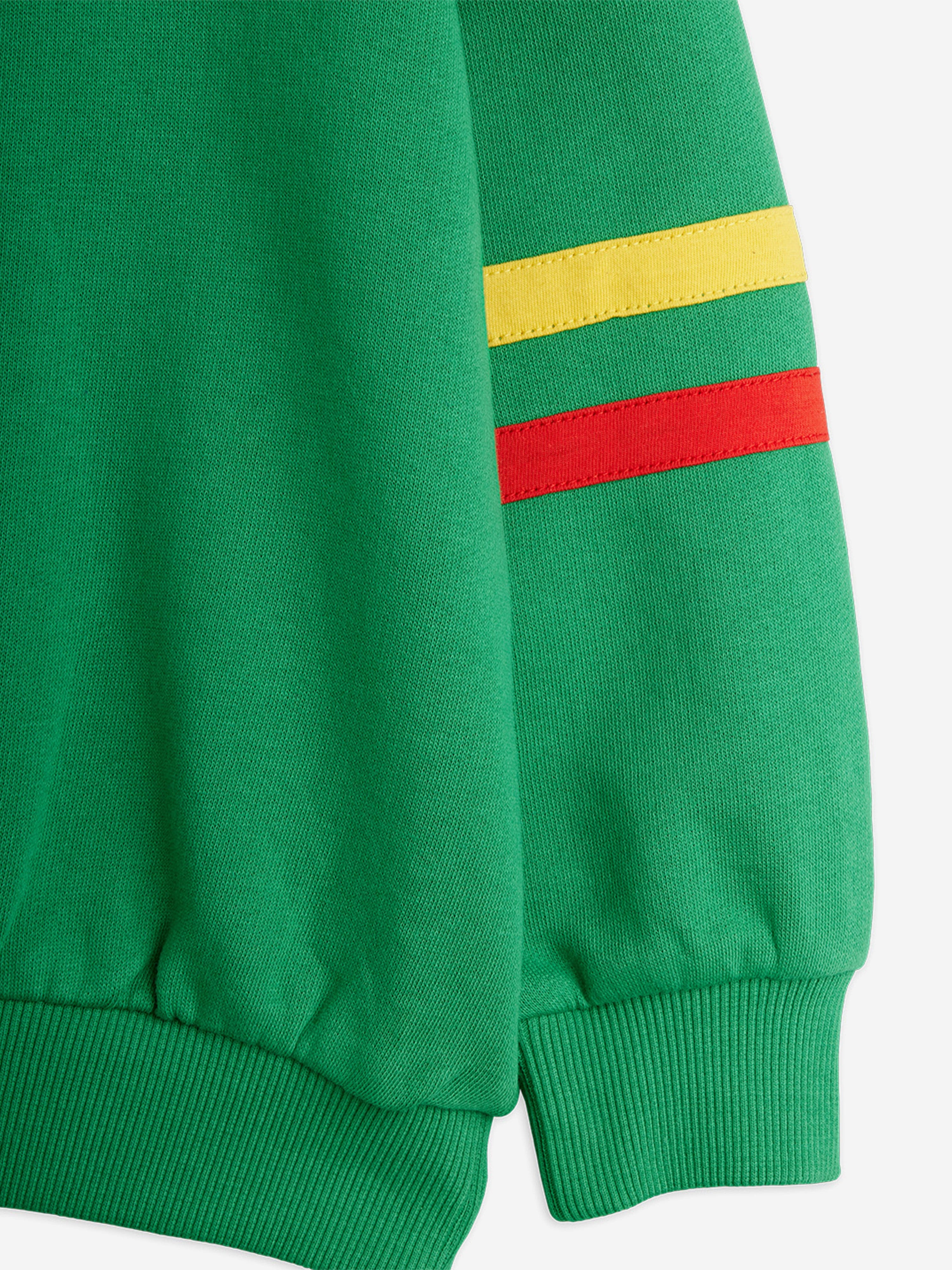 Mini Rodini Kids E.T. Embroidered Half Zip Sweatshirt in Green
