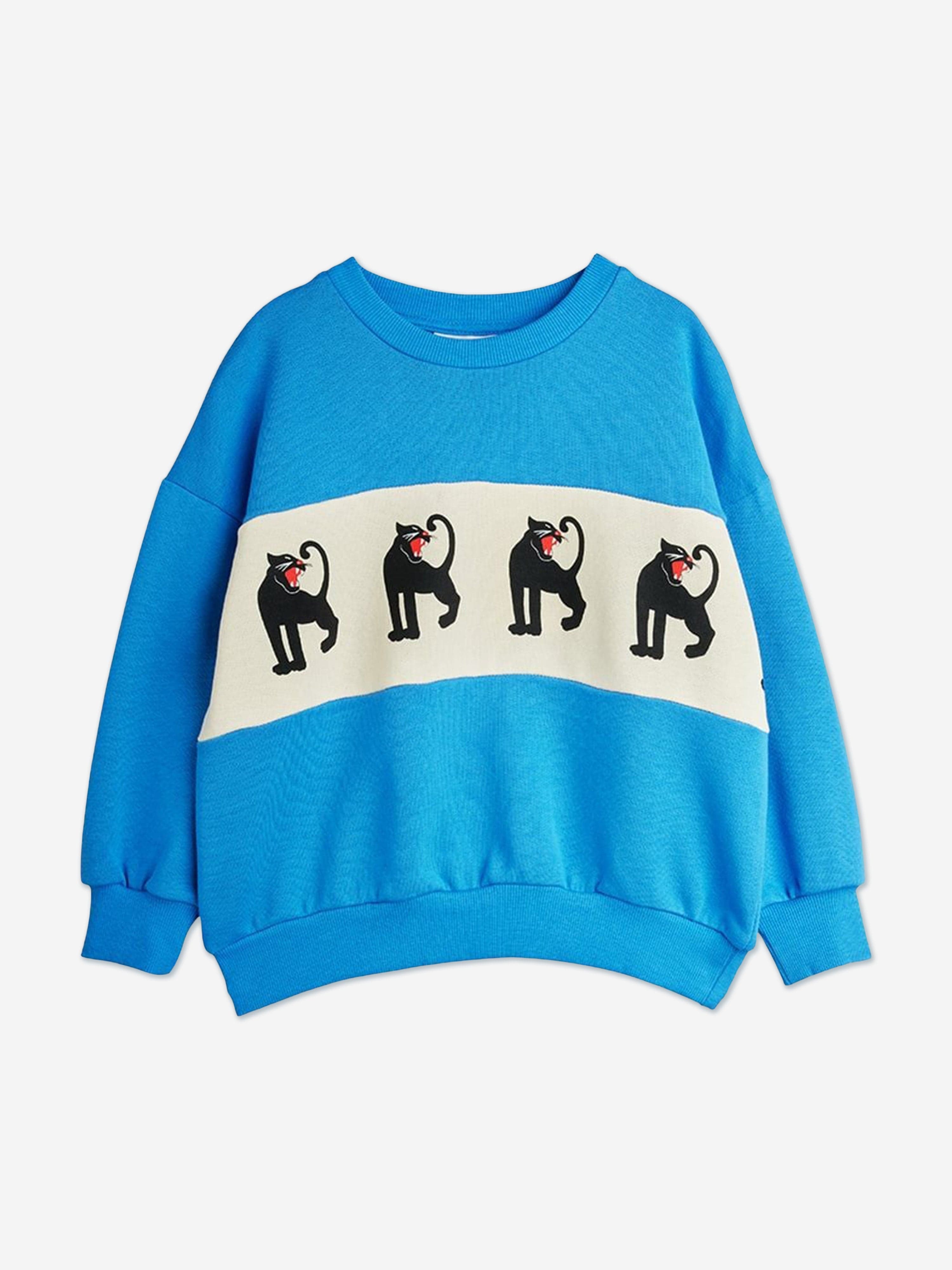 Mini Rodini Kids Panther Panel Sweatshirt in Blue