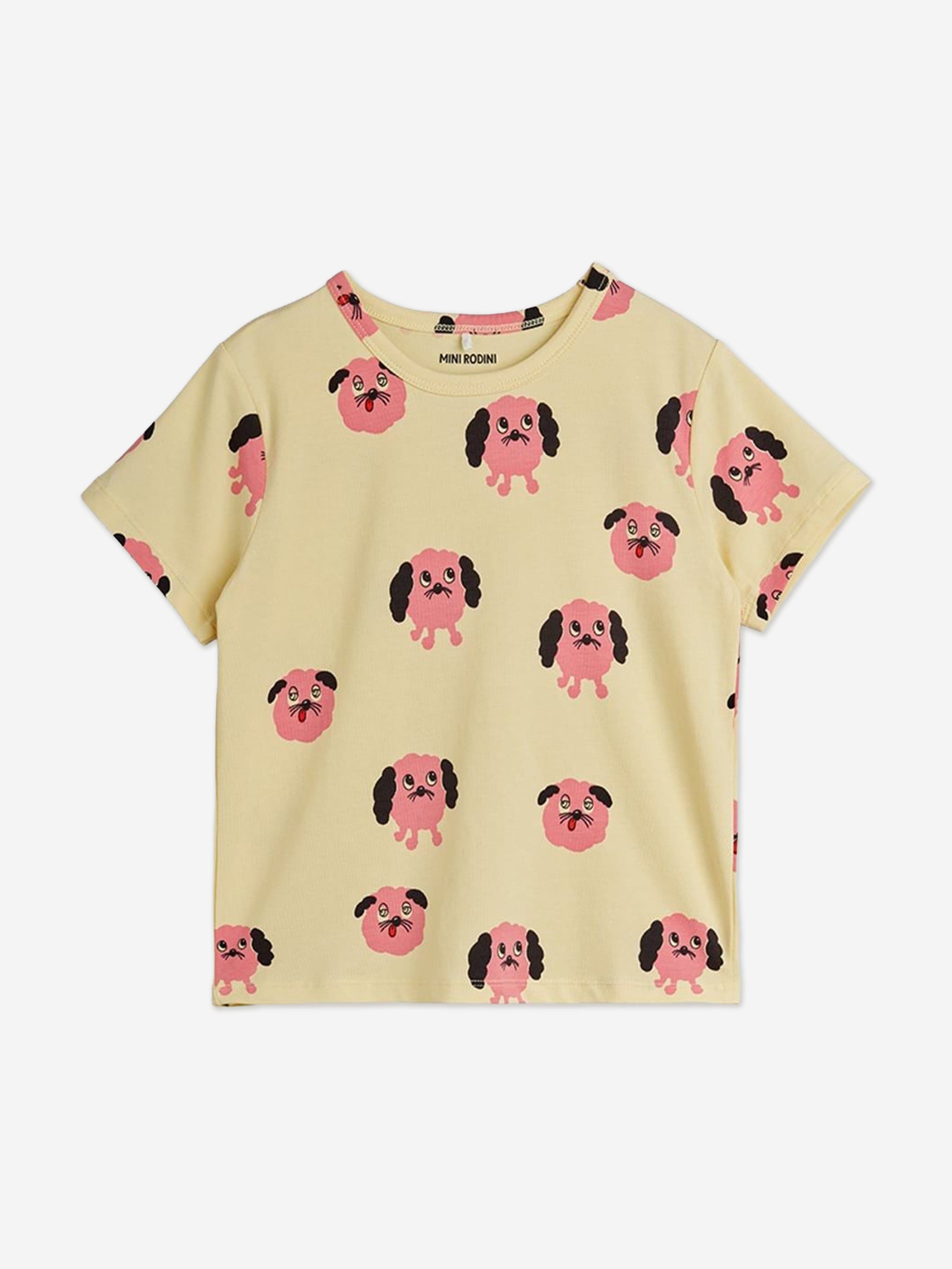 Mini Rodini Baby Girls Doggies AOP T-Shirt in Yellow