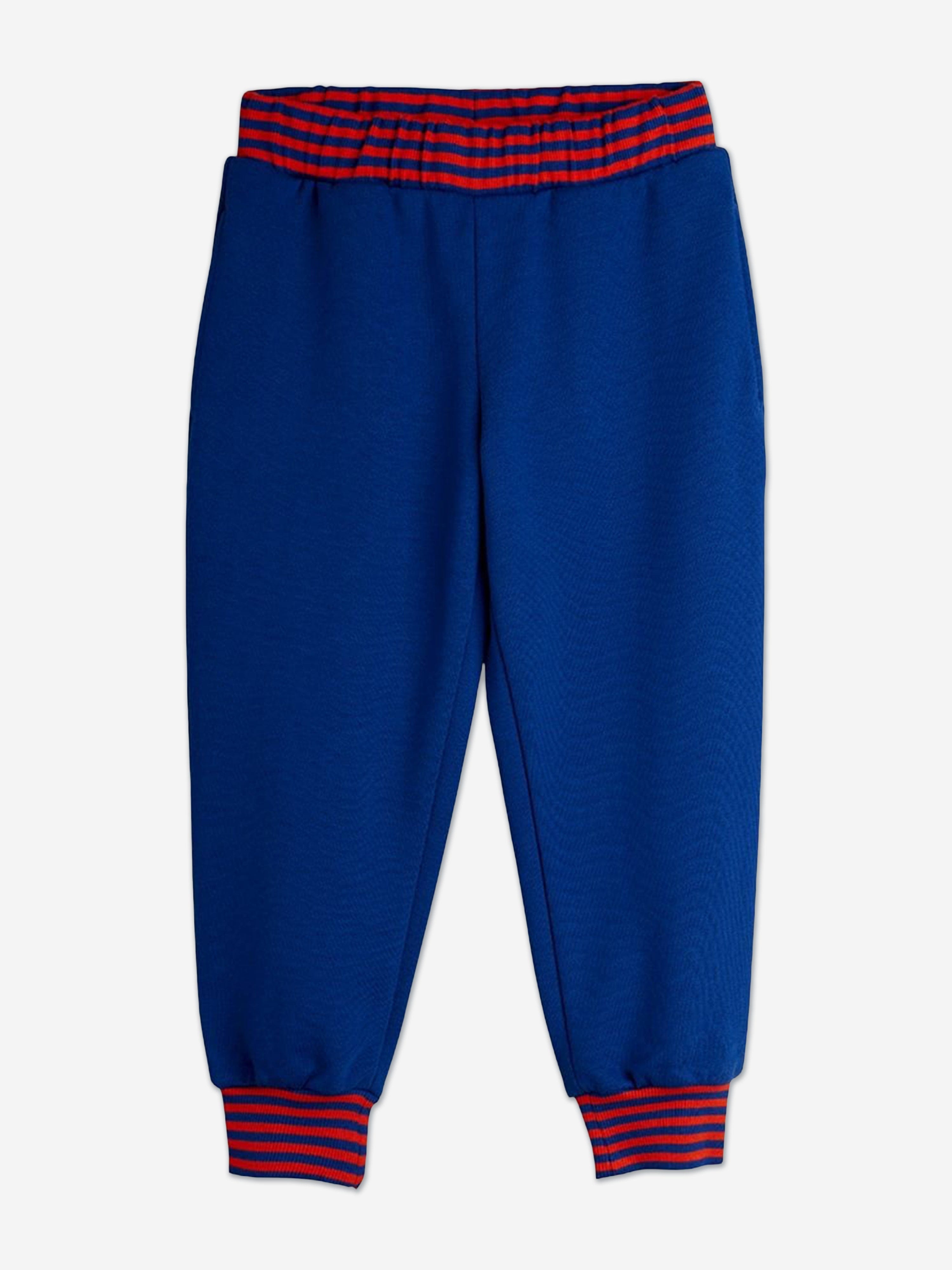 Mini Rodini Kids Striped Rib Joggers in Blue
