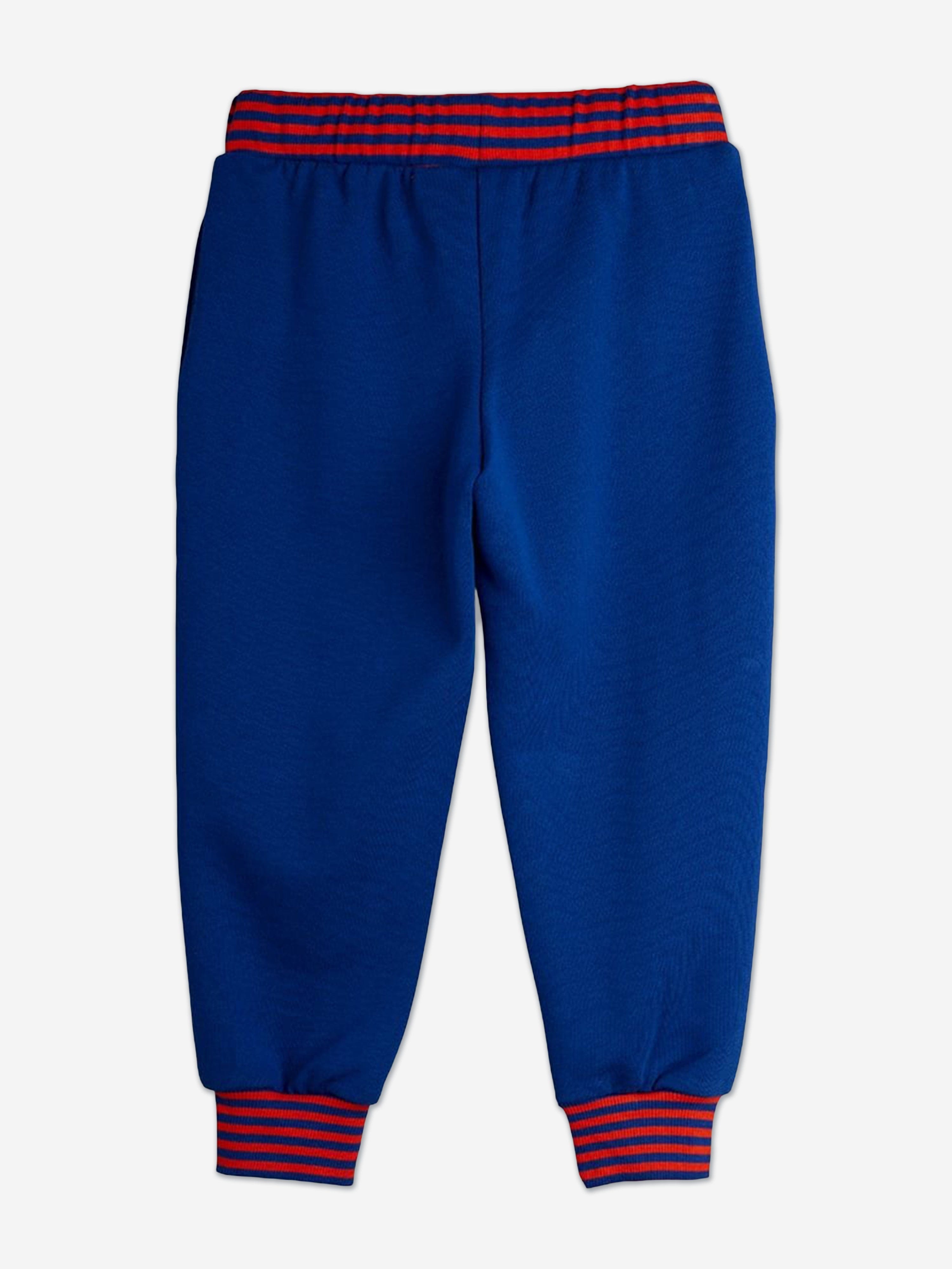Mini Rodini Kids Striped Rib Joggers in Blue