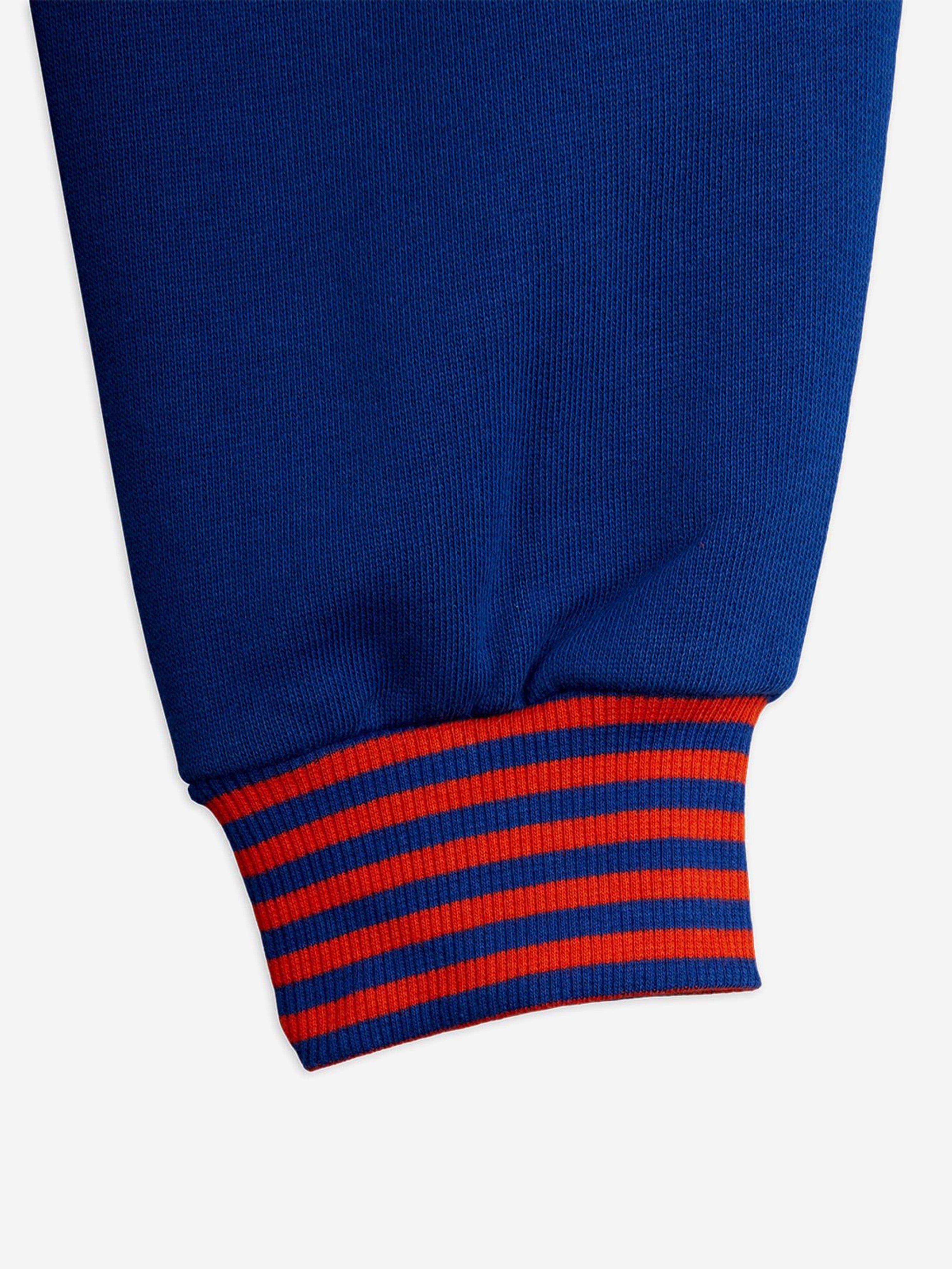 Mini Rodini Kids Striped Rib Joggers in Blue