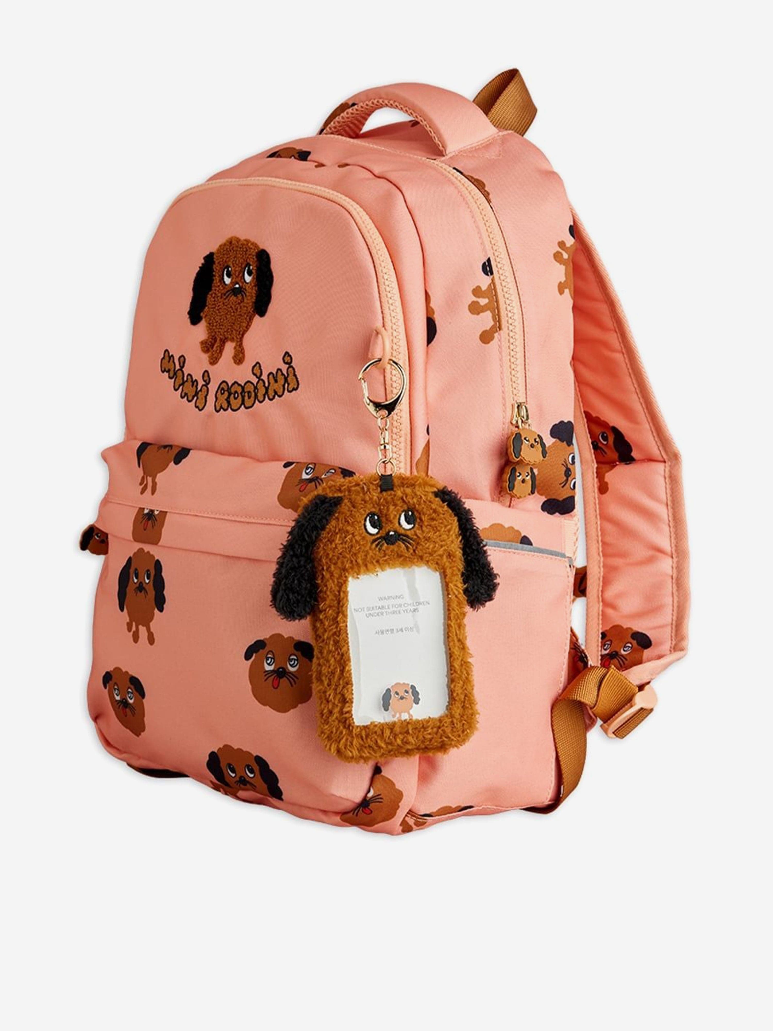 Mini Rodini Girls Doggies AOP Backpack in Pink (40cm)
