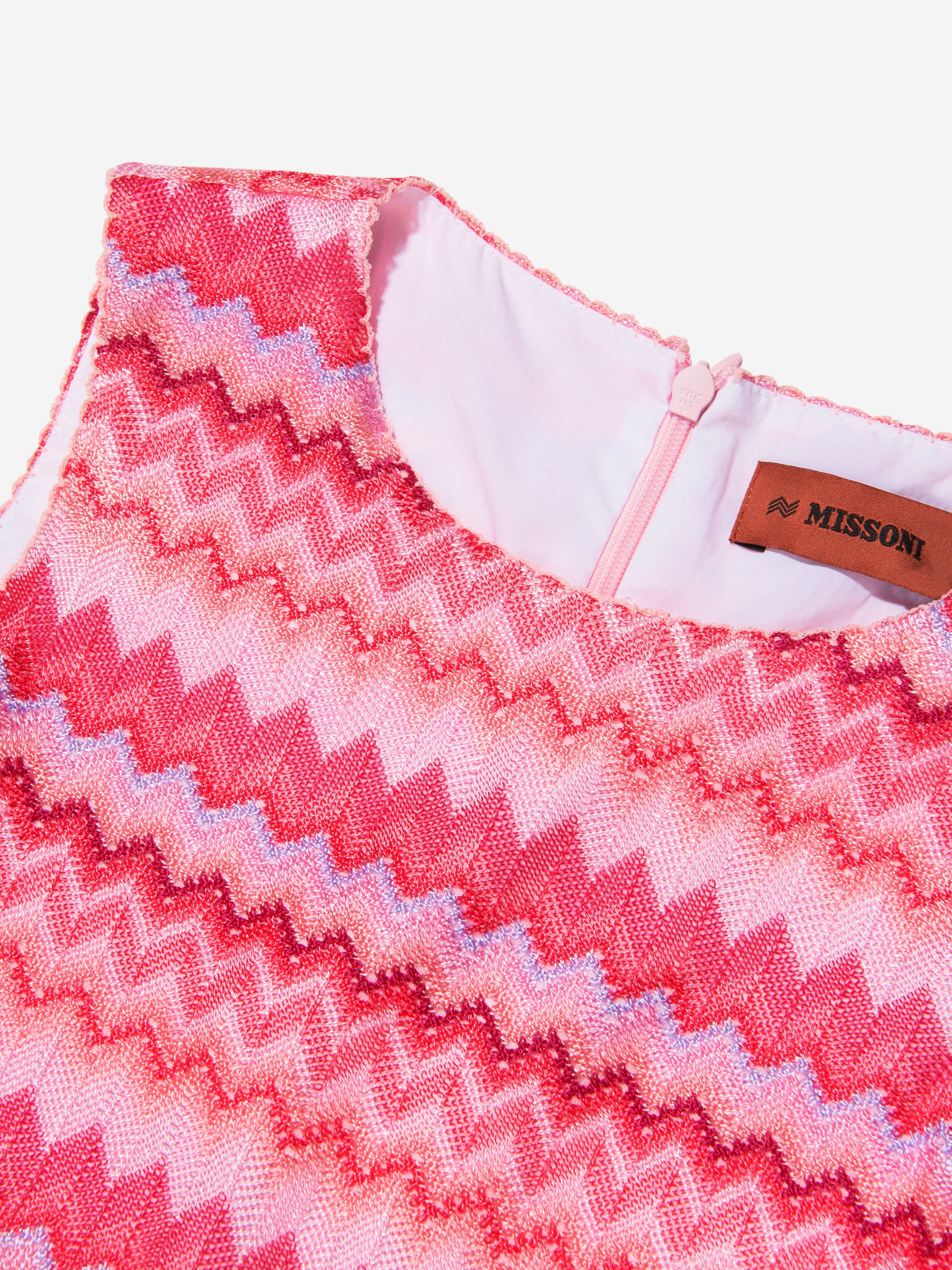 Missoni Girls Zig Zag Knit Dress in Pink