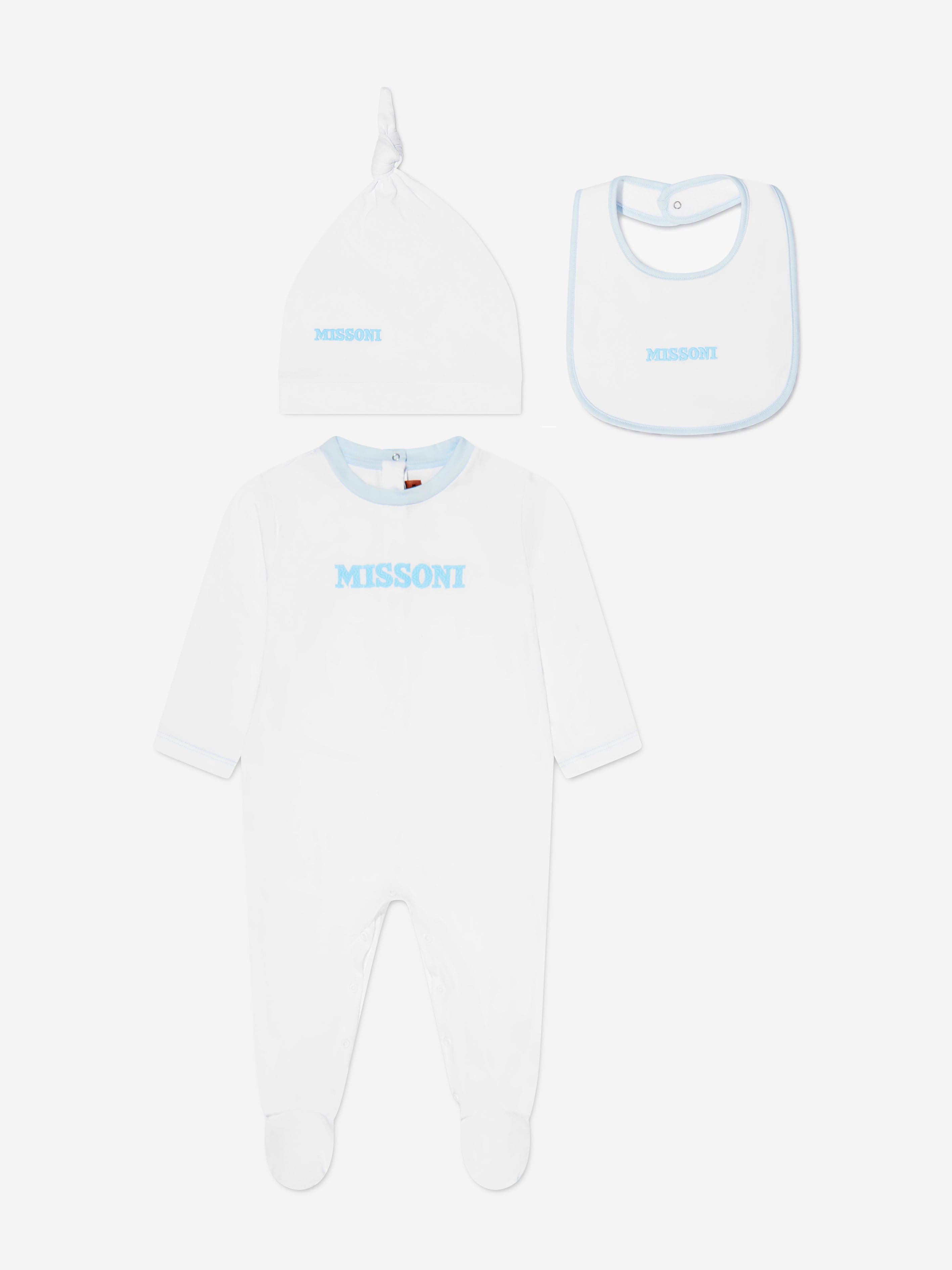 Missoni Baby Boys Logo Babygrow Gift Set in White