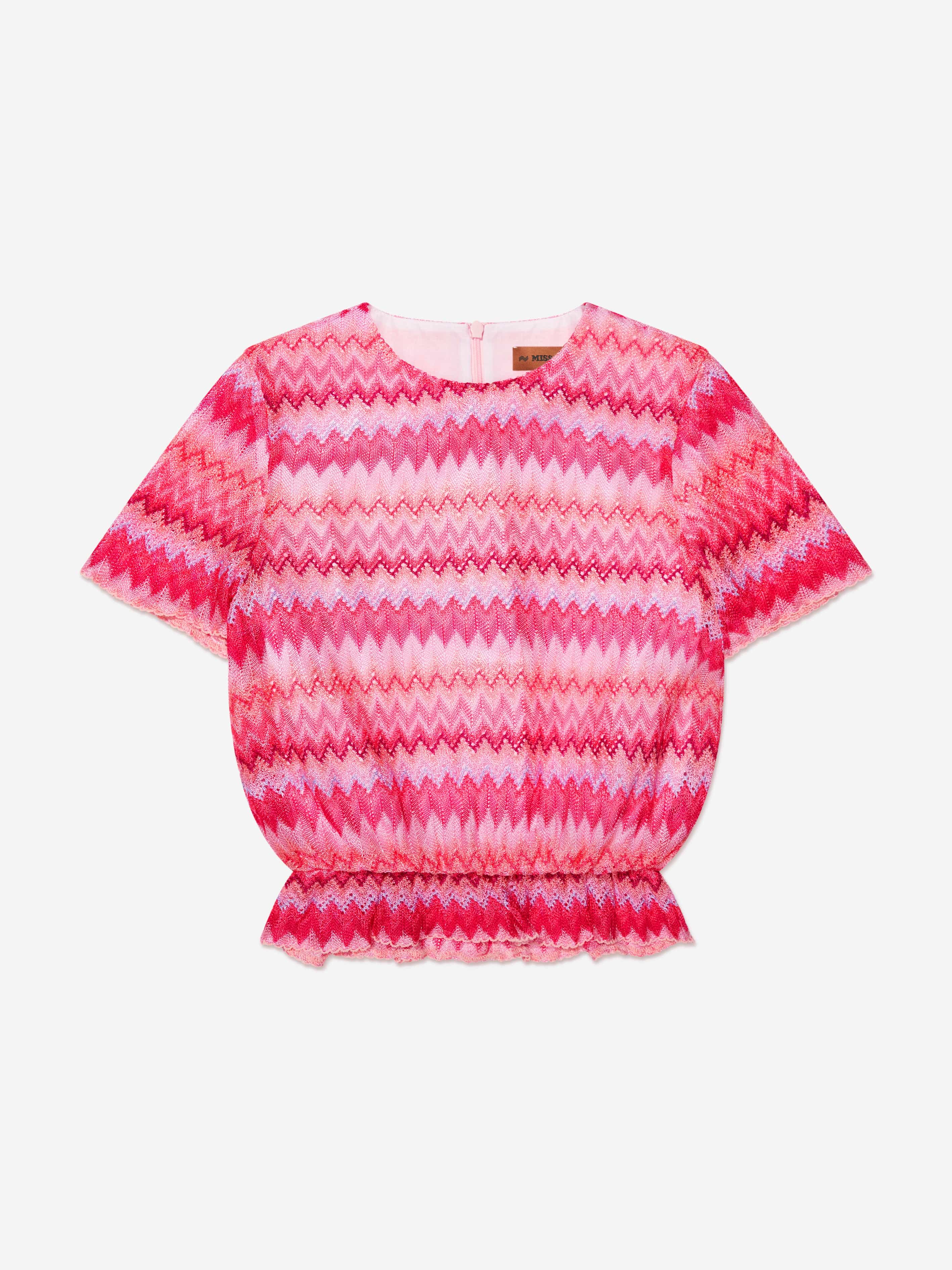 Missoni Girls Zig Zag Top in Pink