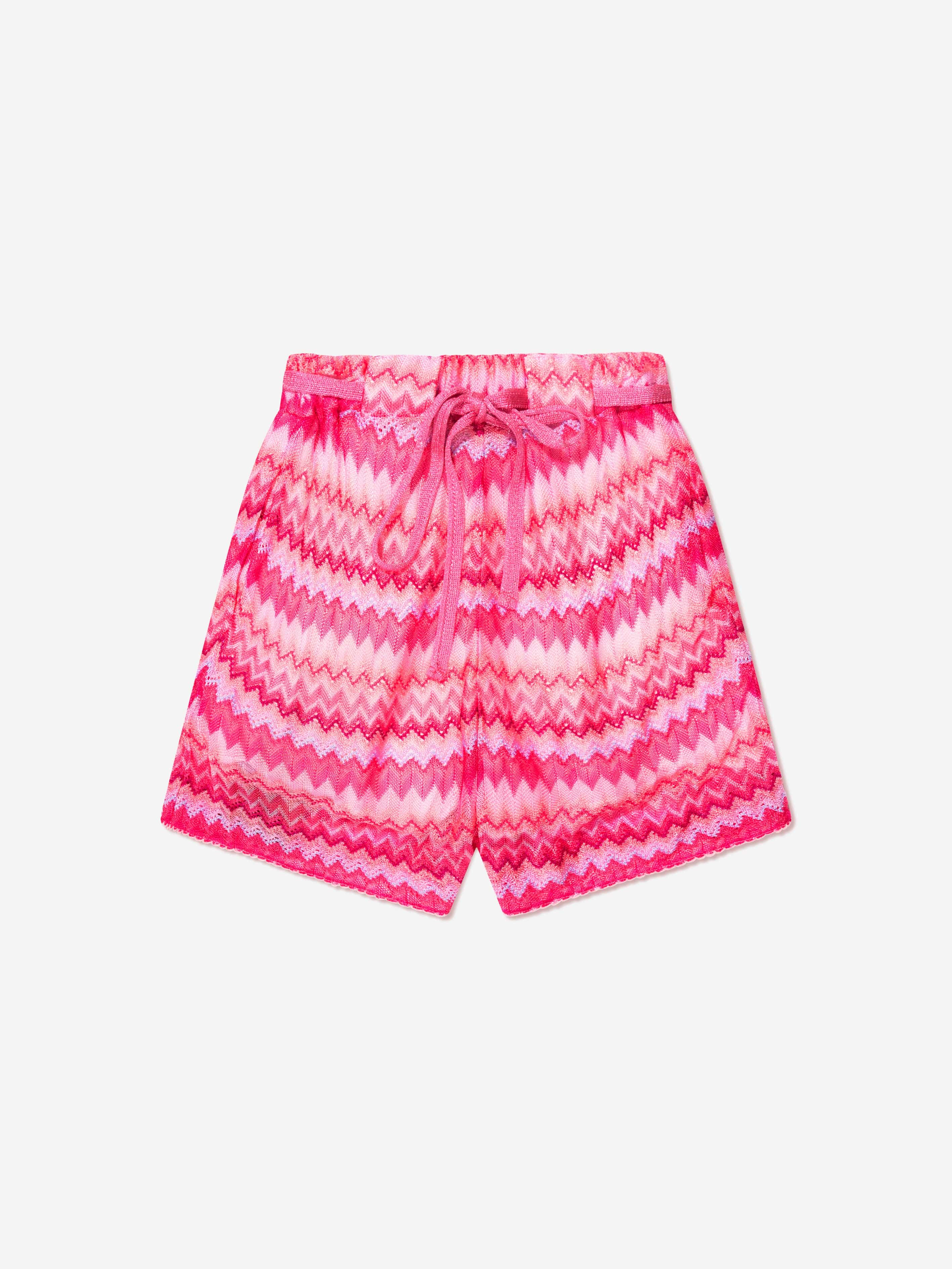 Missoni Girls Zig Zag Knit Shorts in Pink