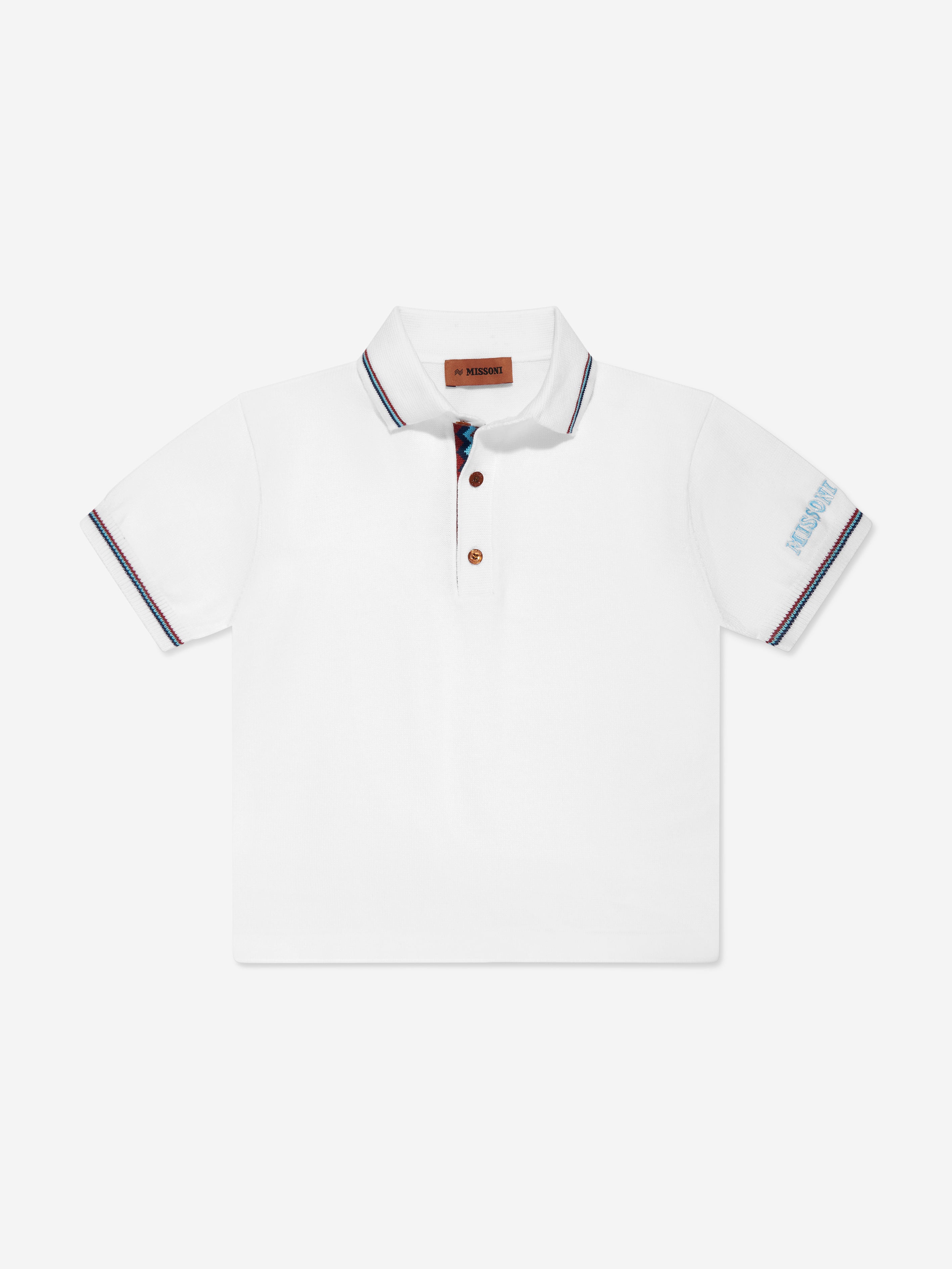 Missoni Boys Logo Knit Polo Top in White