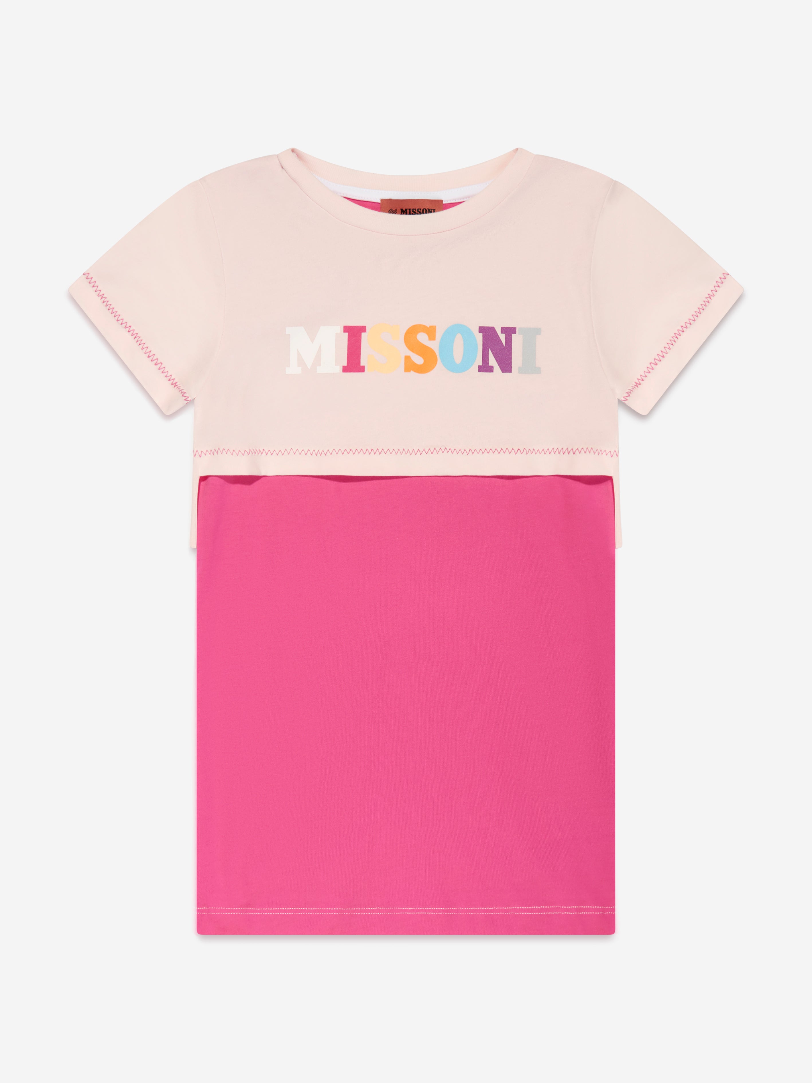 Missoni Girls Logo Jersey Dress in Pink