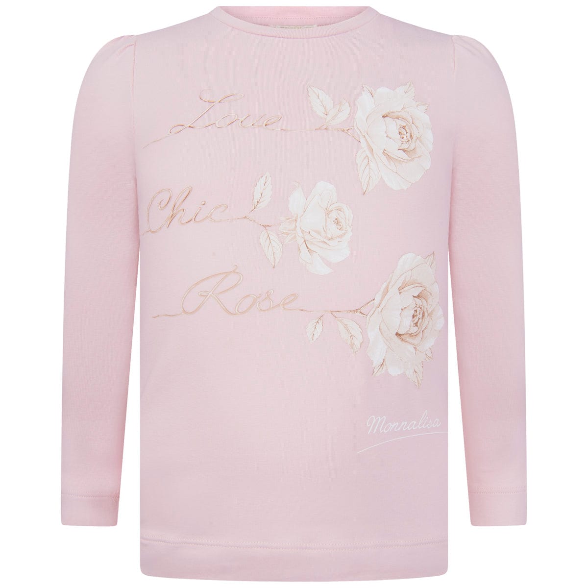 Monnalisa Girls Cotton Long Sleeve Rose T-Shirt