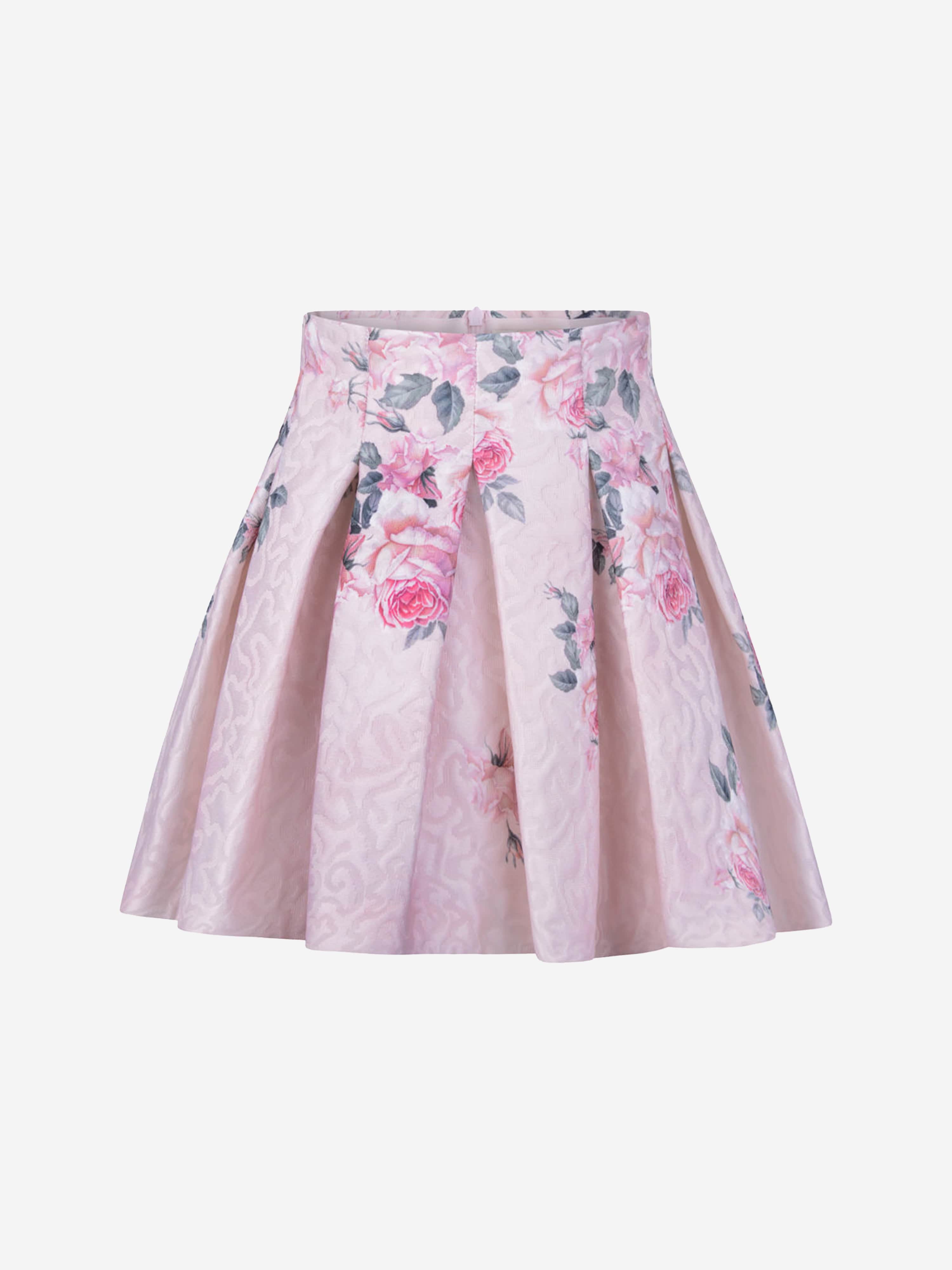 Monnalisa Girls Rose Brocade Skirt