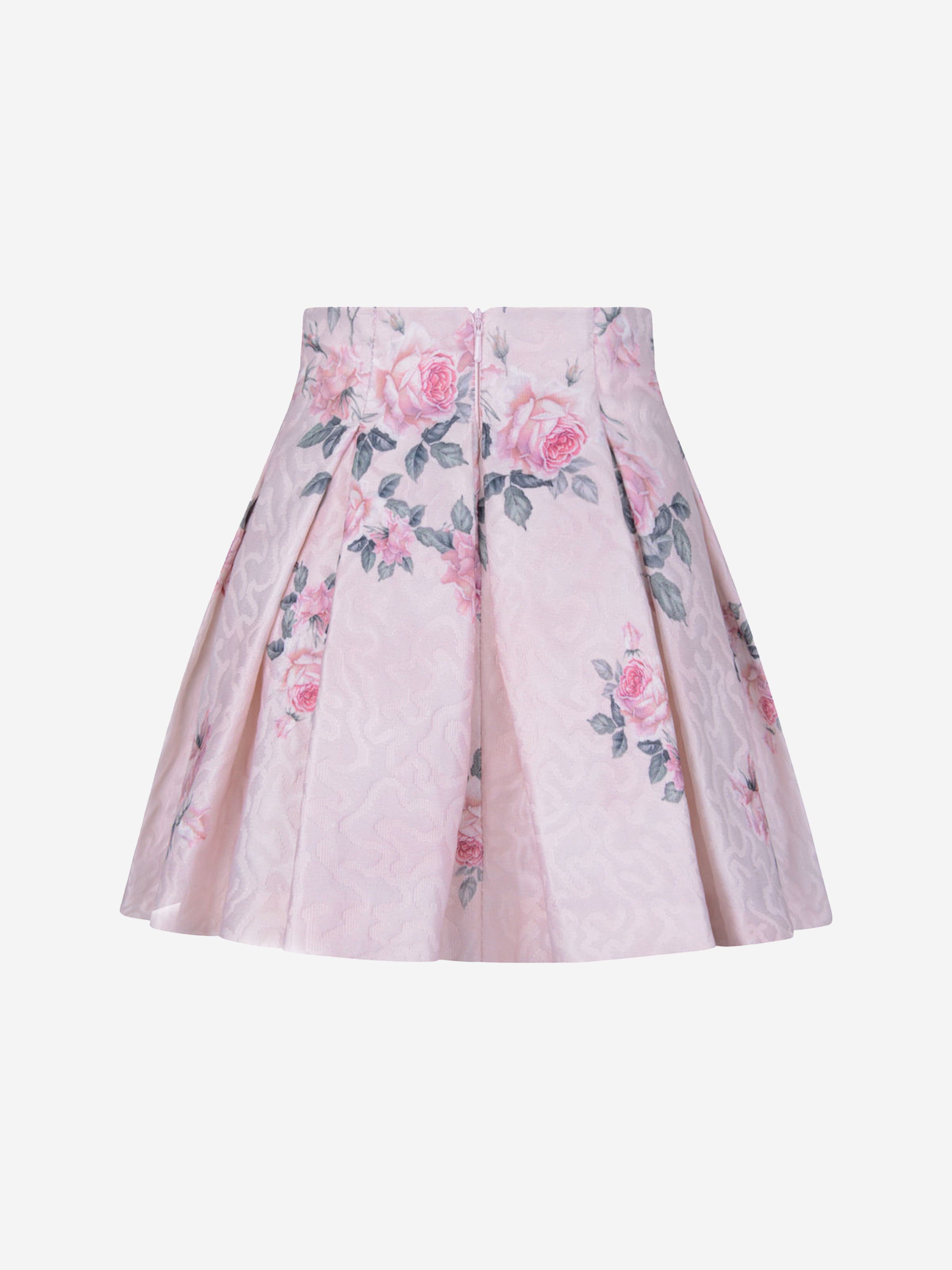 Monnalisa Girls Rose Brocade Skirt