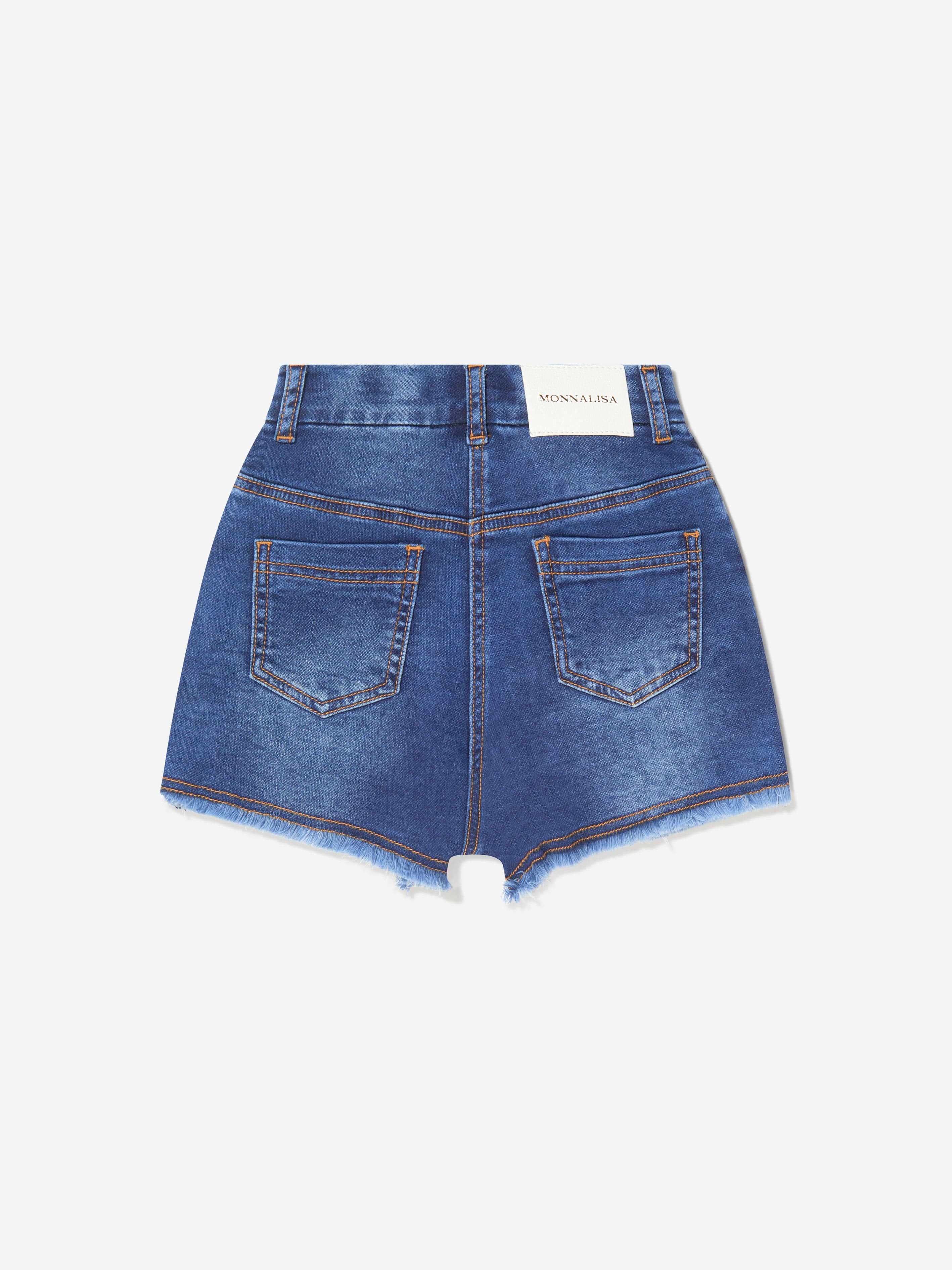 Monnalisa Girls Denim Embroidered Flower Shorts