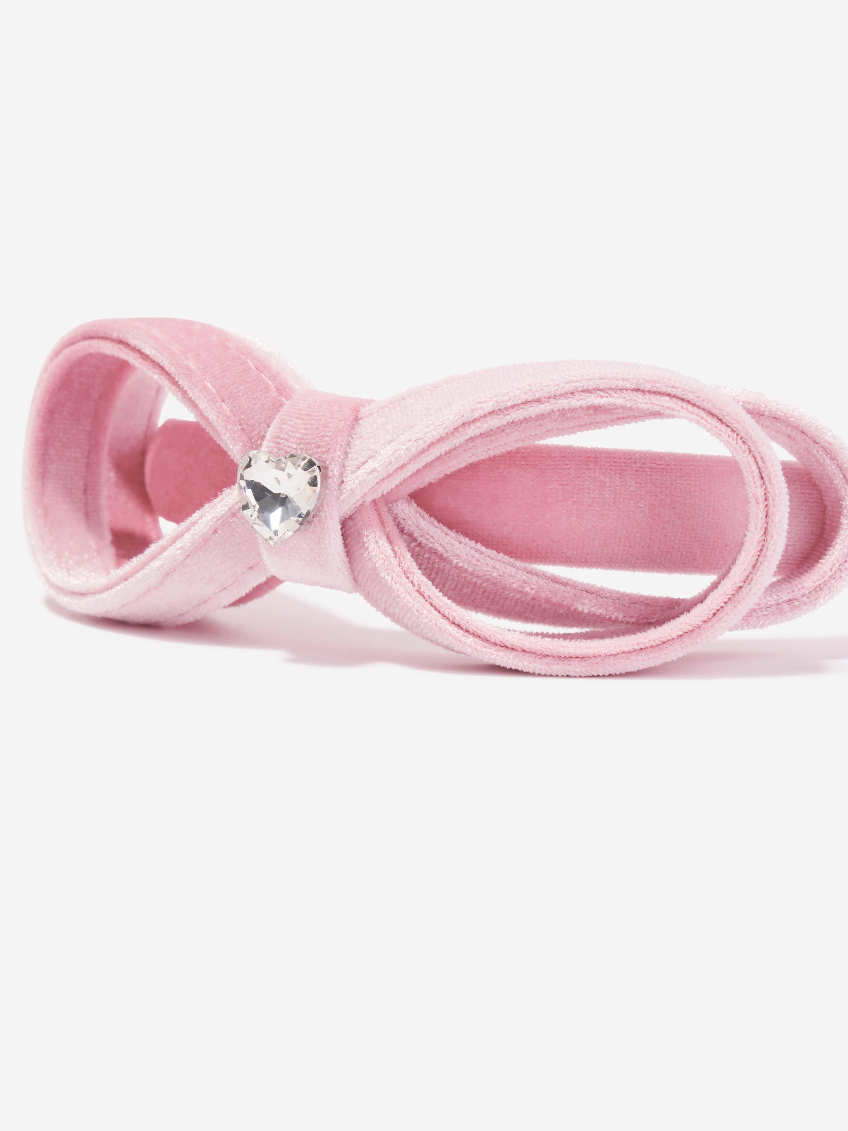 Monnalisa Girls Velvet Bow Headband in Pink