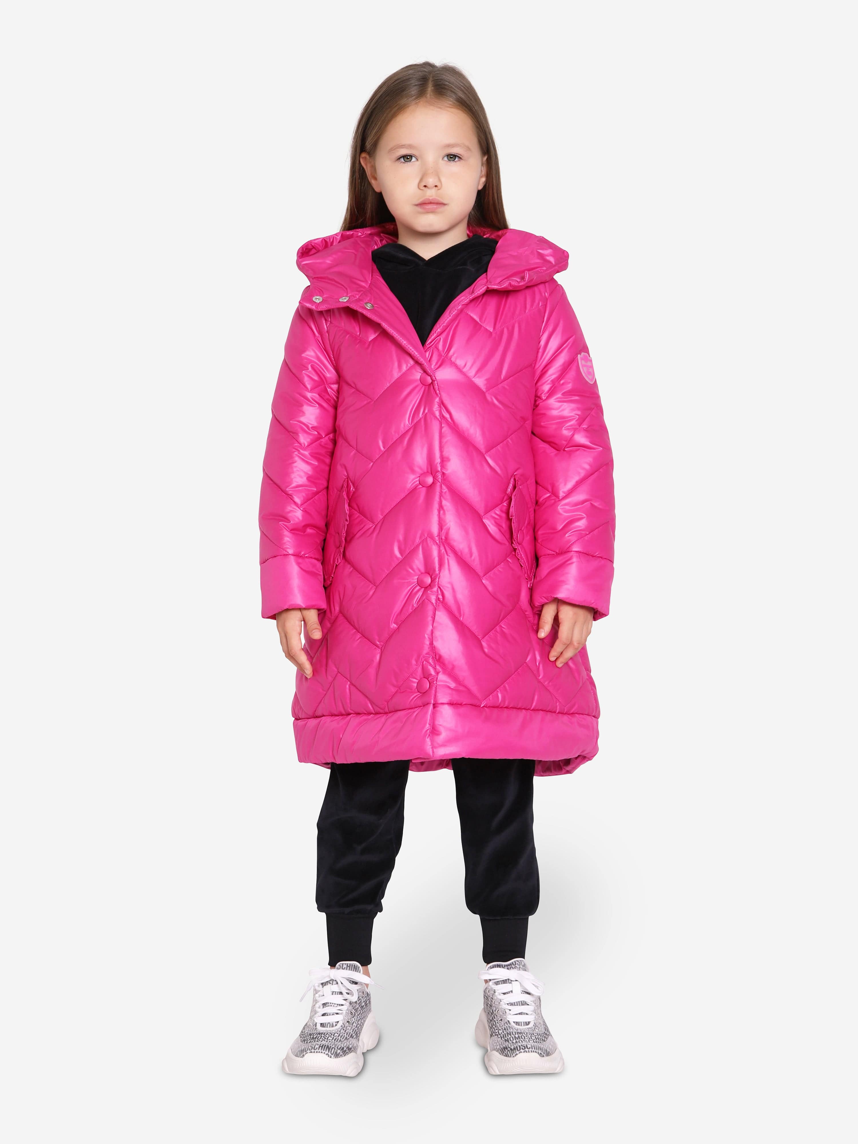 Monnalisa Girls Down Quilted Hooded Coat In Pink