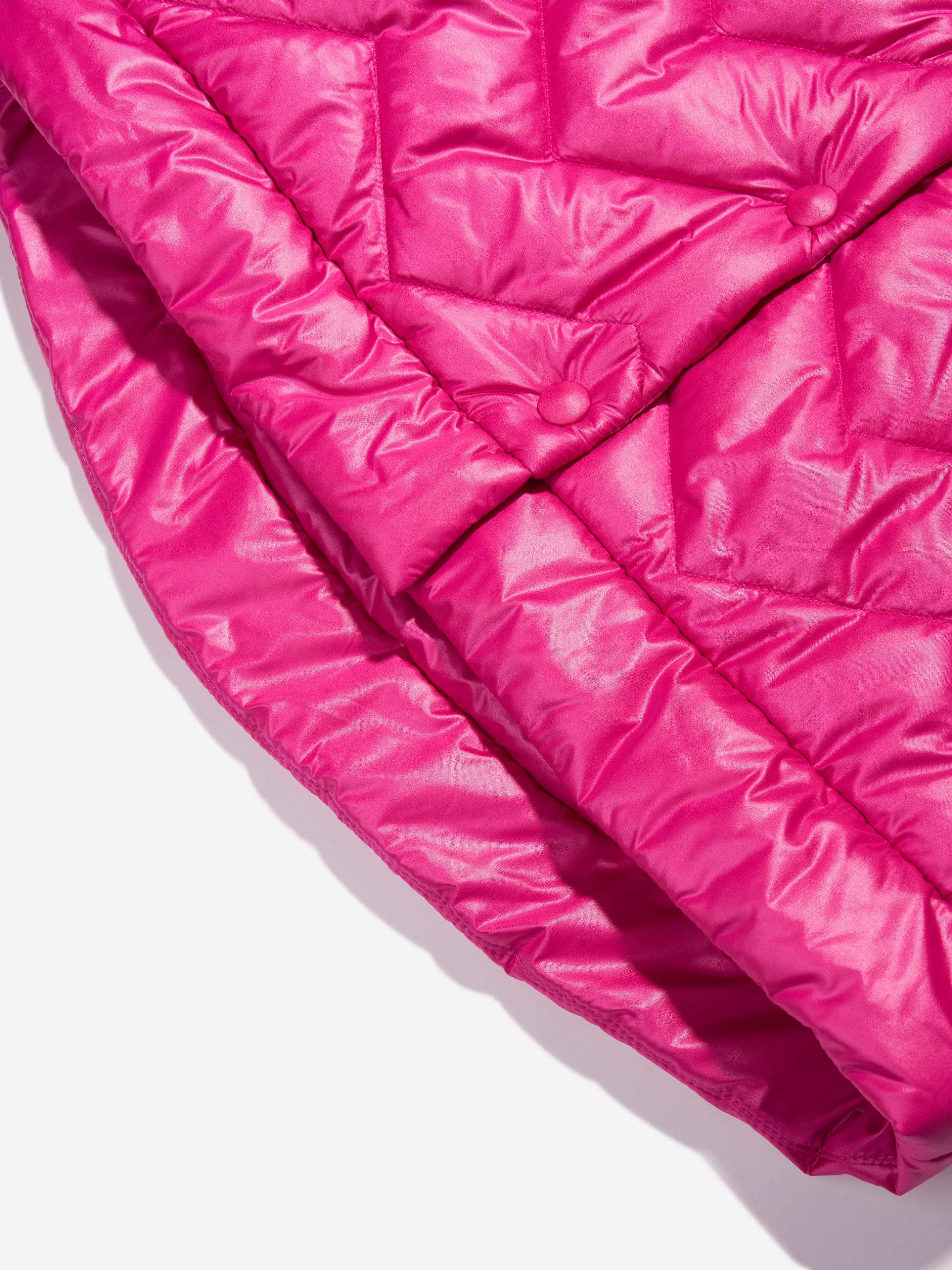 Monnalisa Girls Down Quilted Hooded Coat In Pink