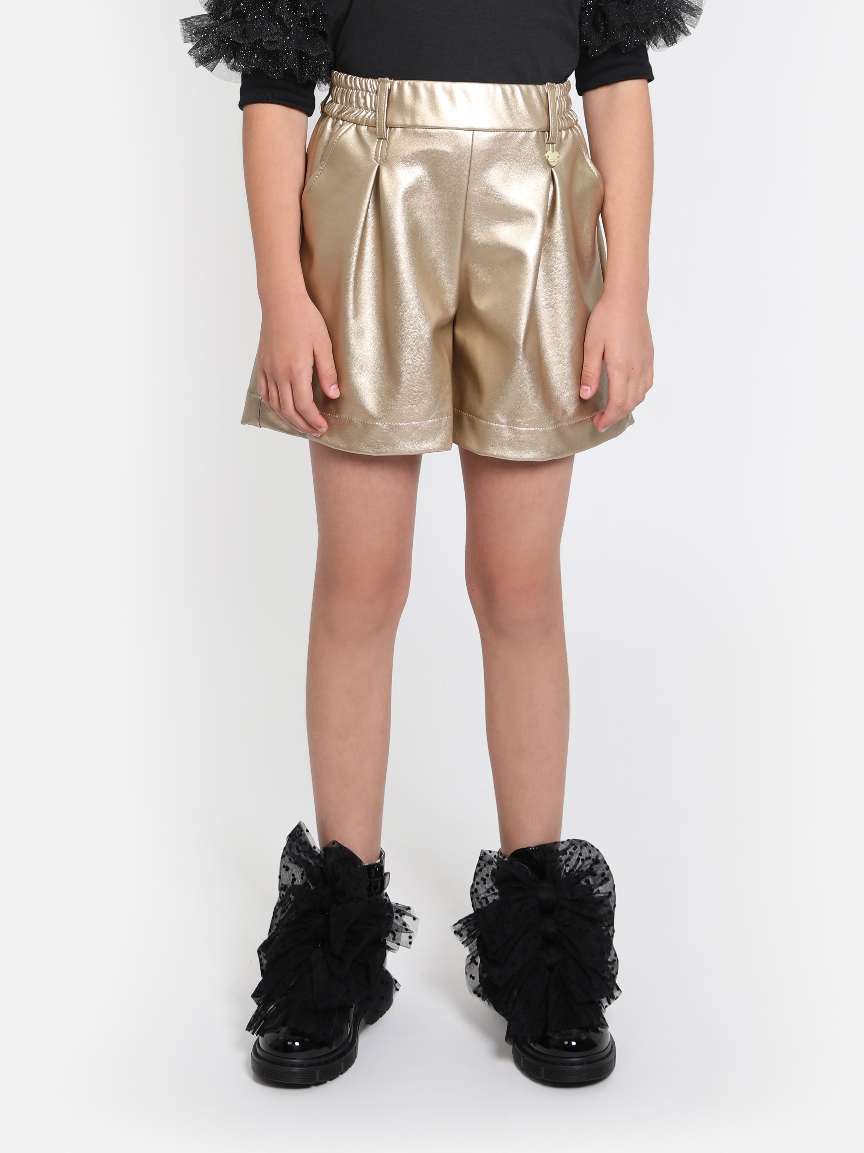 Monnalisa Girls Metallic Shorts in Gold