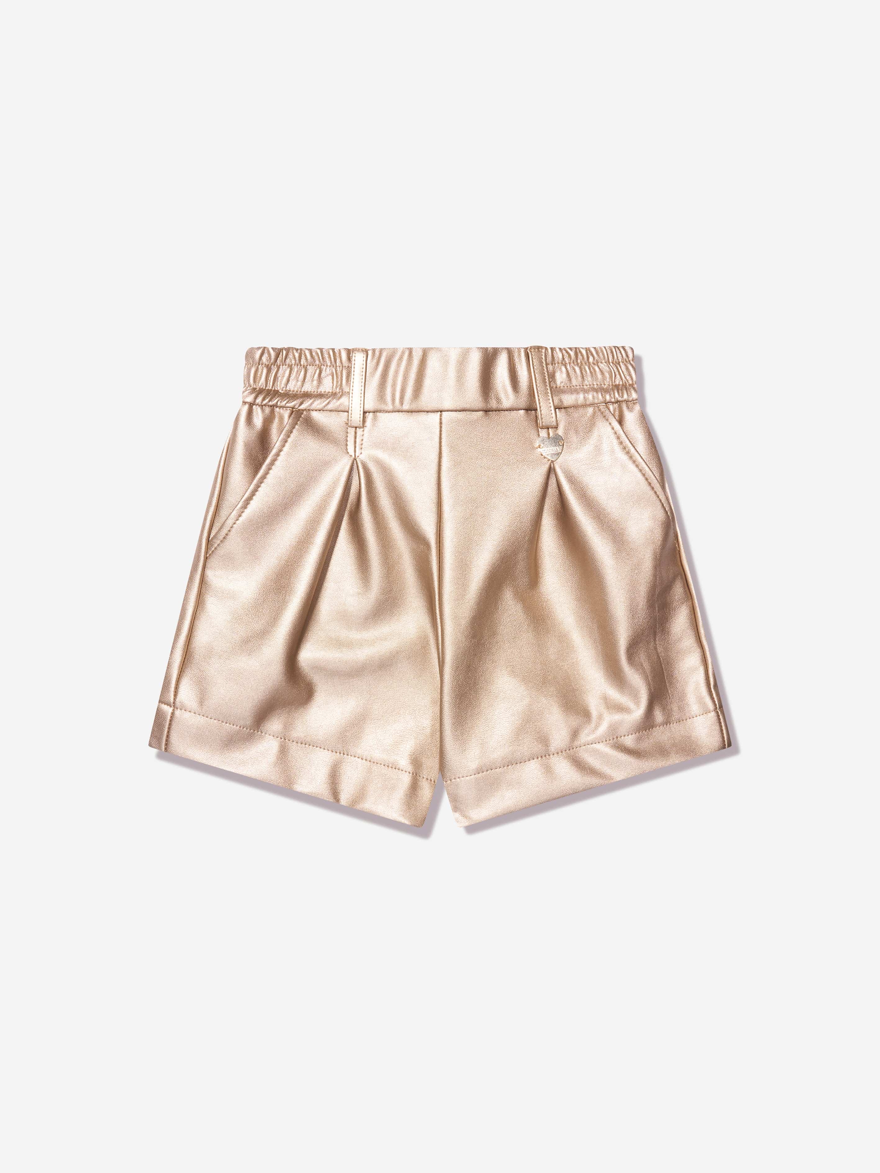 Monnalisa Girls Metallic Shorts in Gold