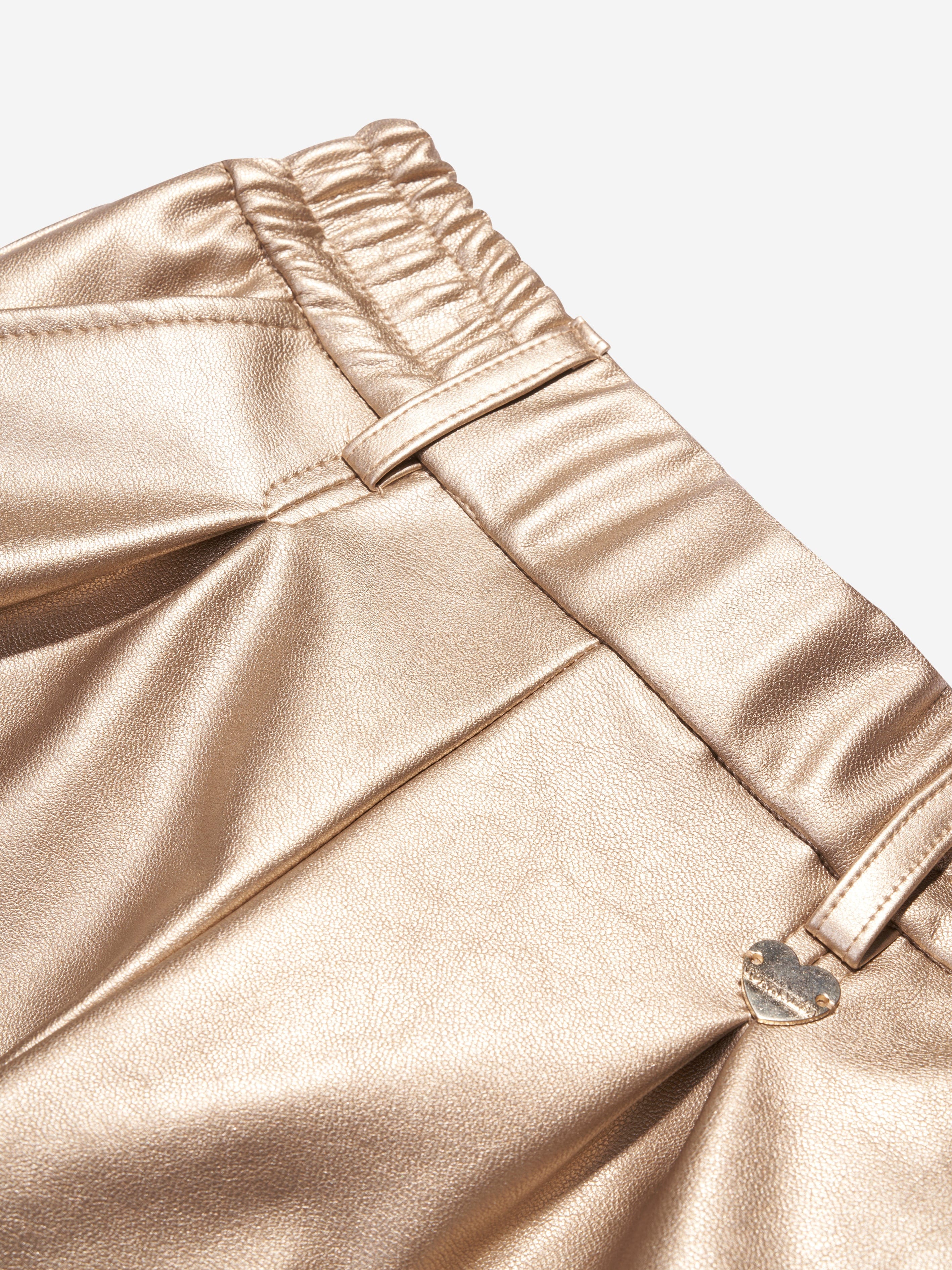 Monnalisa Girls Metallic Shorts in Gold