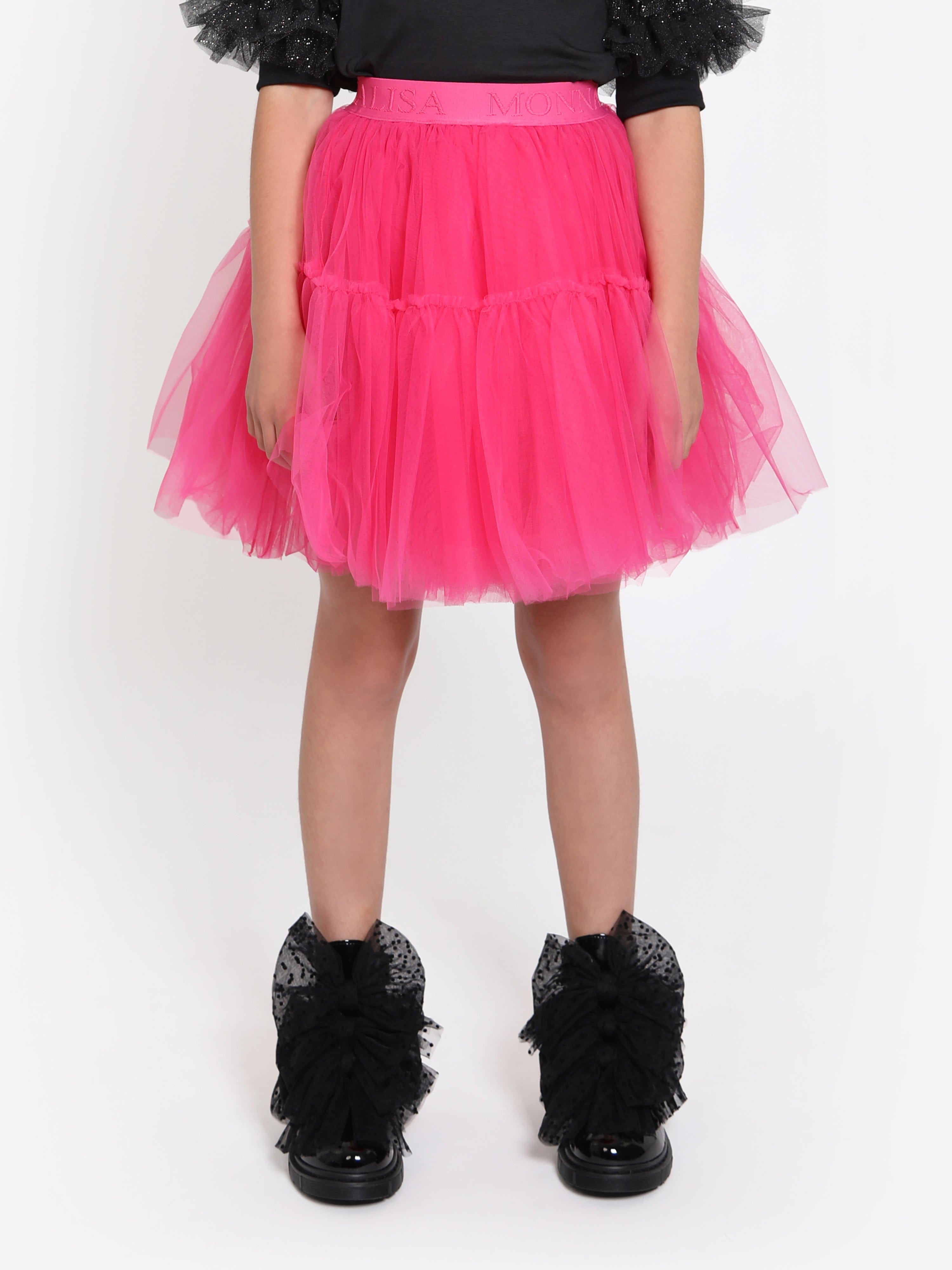 Monnalisa Girls Tulle Skirt in Pink