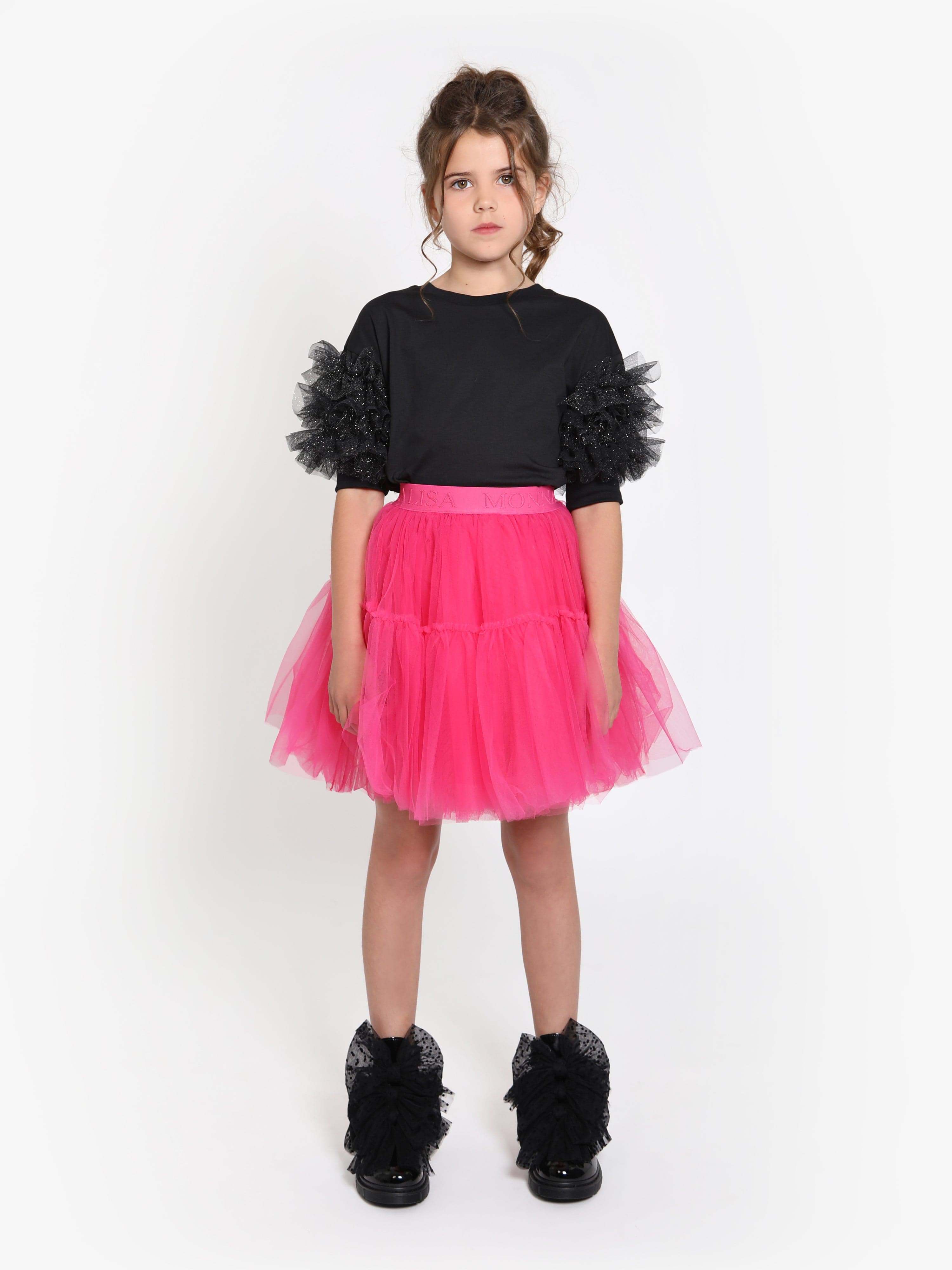 Monnalisa Girls Tulle Skirt in Pink