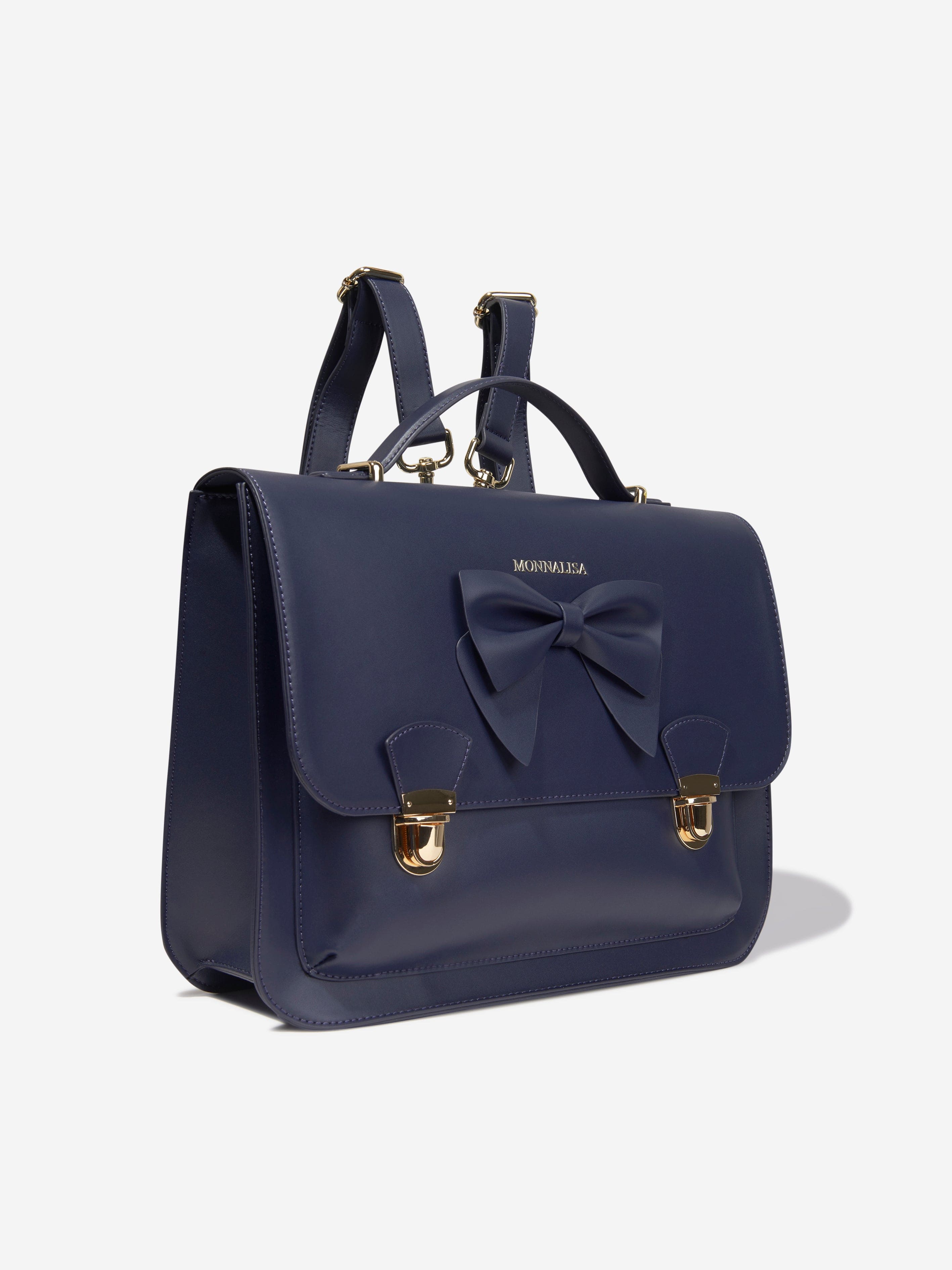 Monnalisa Girls Bow Satchel in Navy