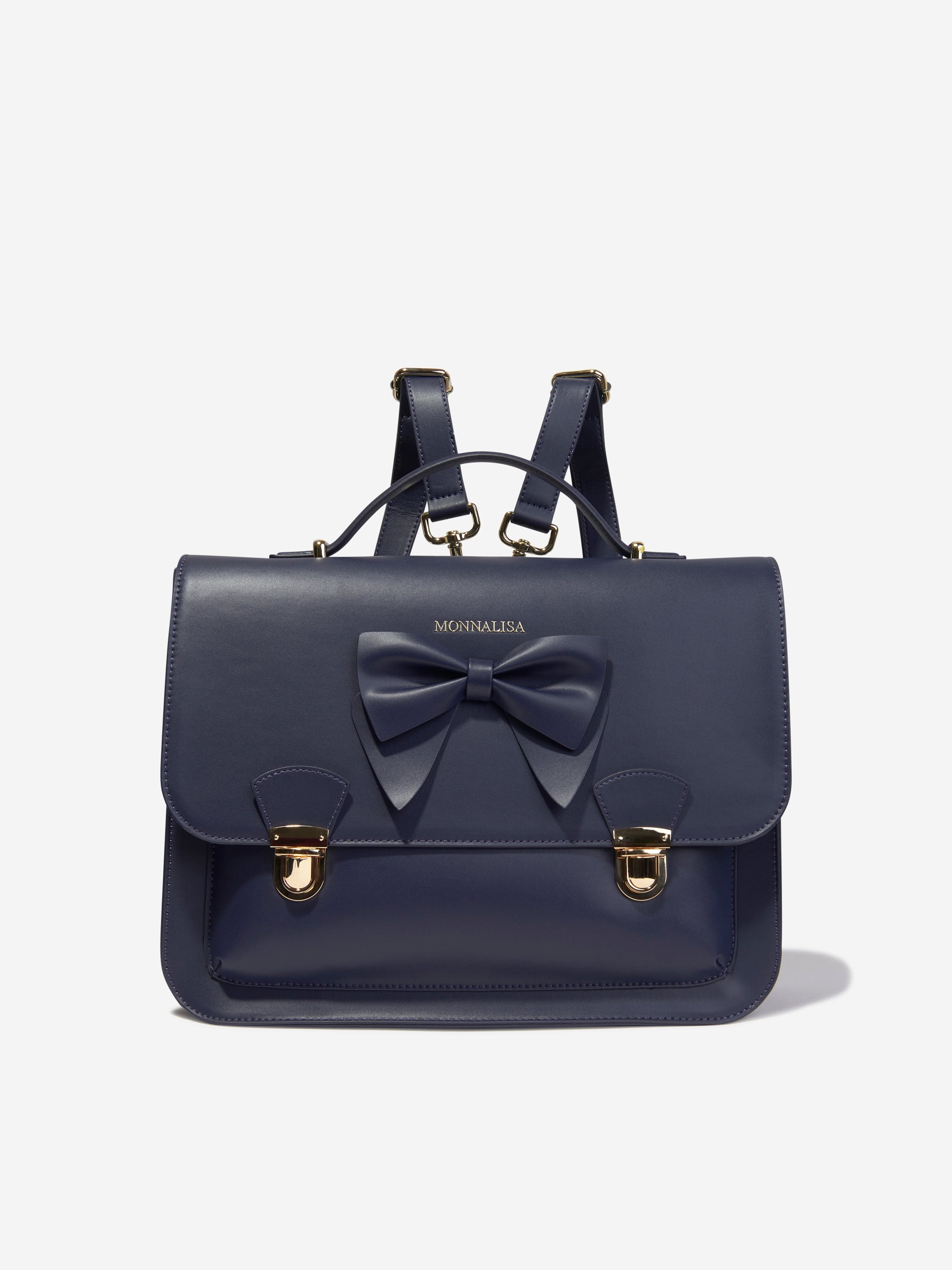 Monnalisa Girls Bow Satchel in Navy