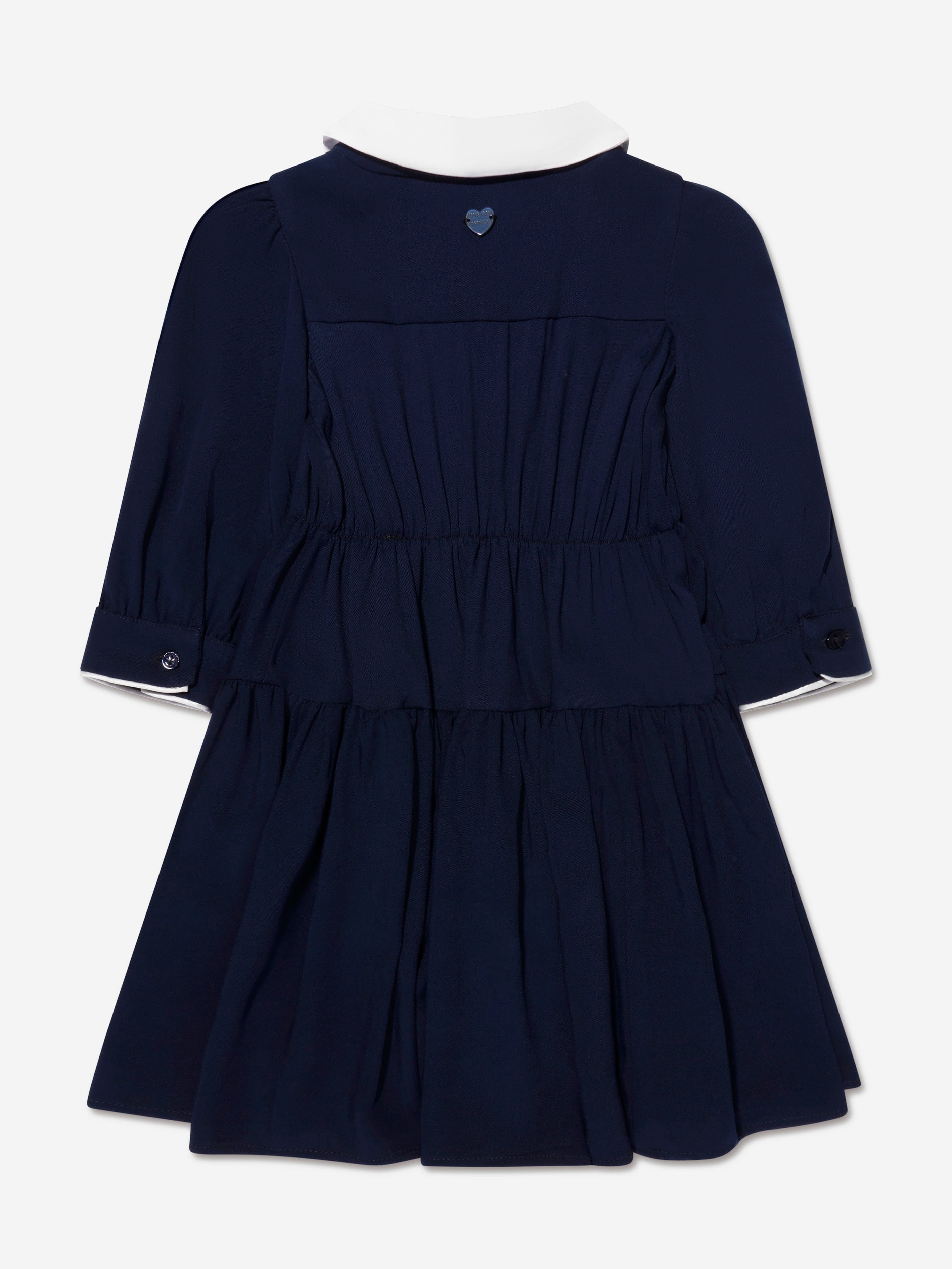 Monnalisa Girls Annabeth Ruffle Dress in Navy