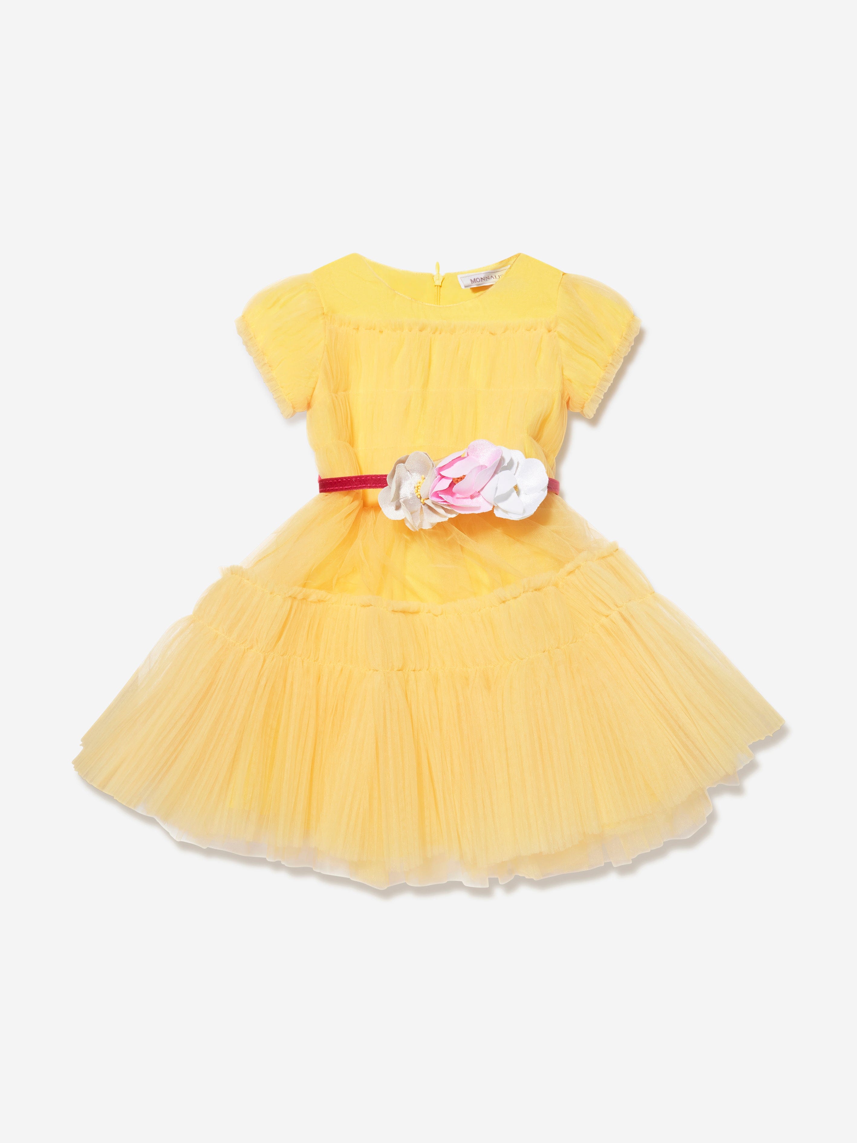 Monnalisa Girls Tulle Dress in Yellow