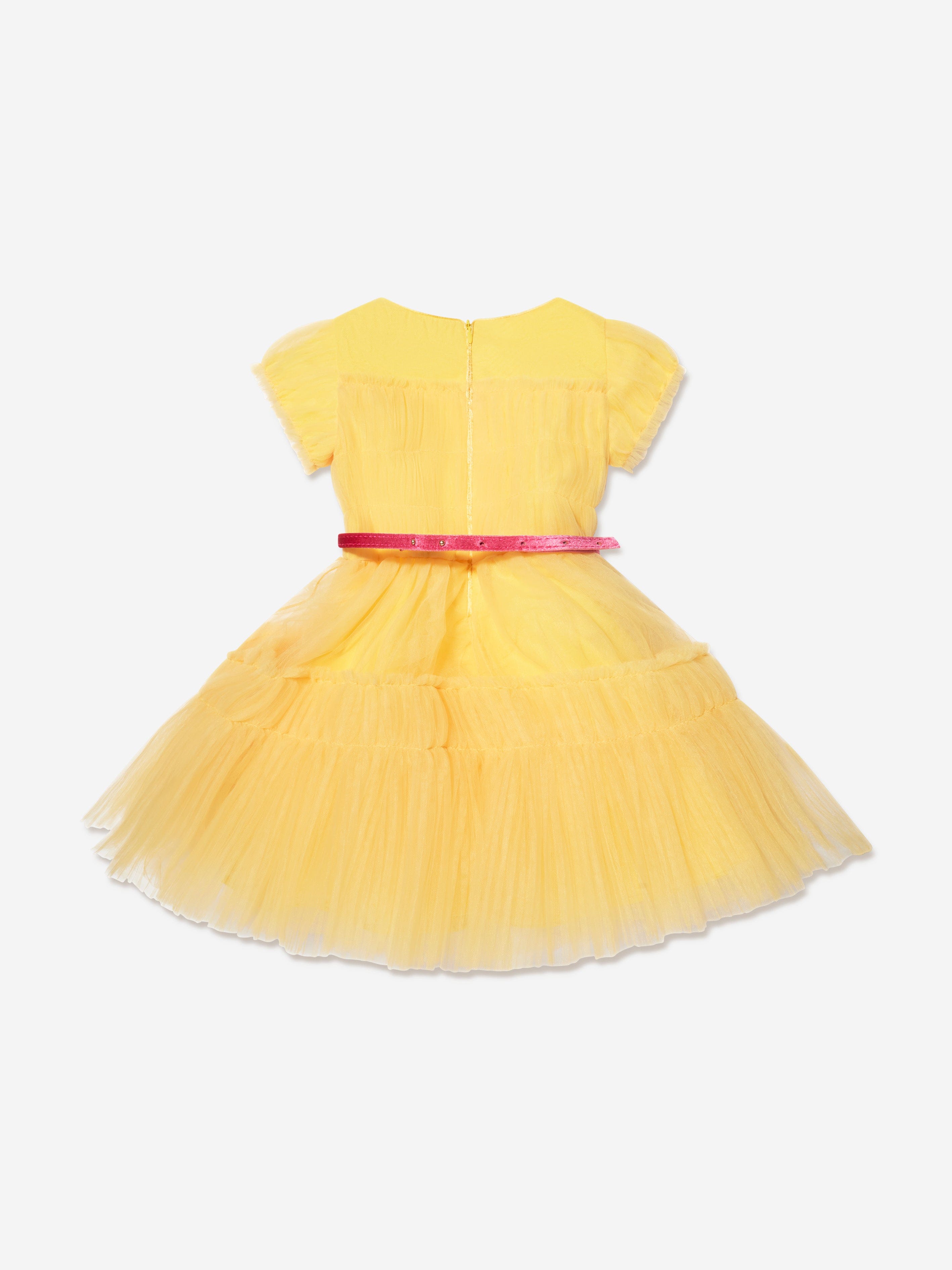 Monnalisa Girls Tulle Dress in Yellow