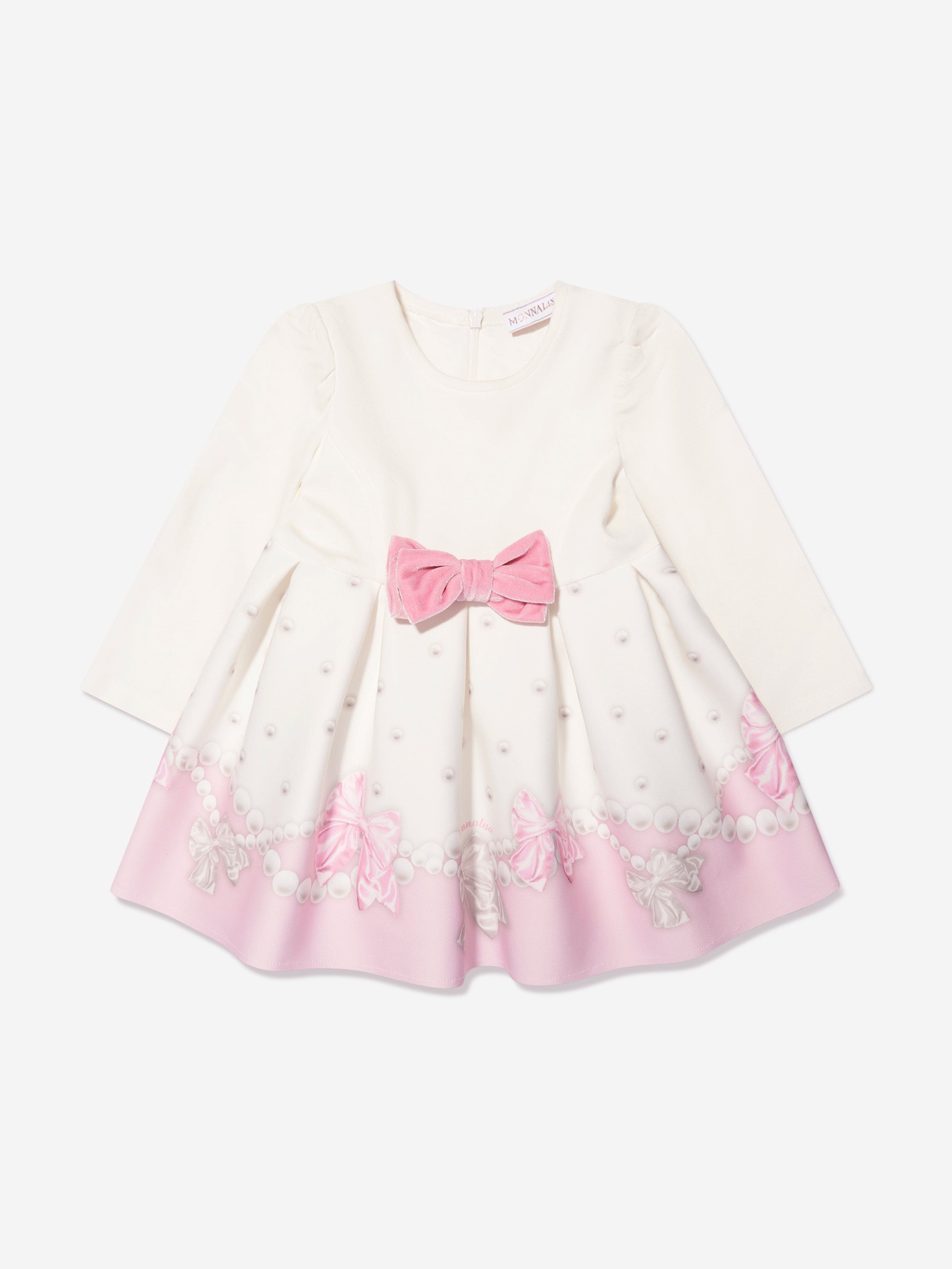 Monnalisa Baby Girls Long Sleeve Skater Dress in Pink