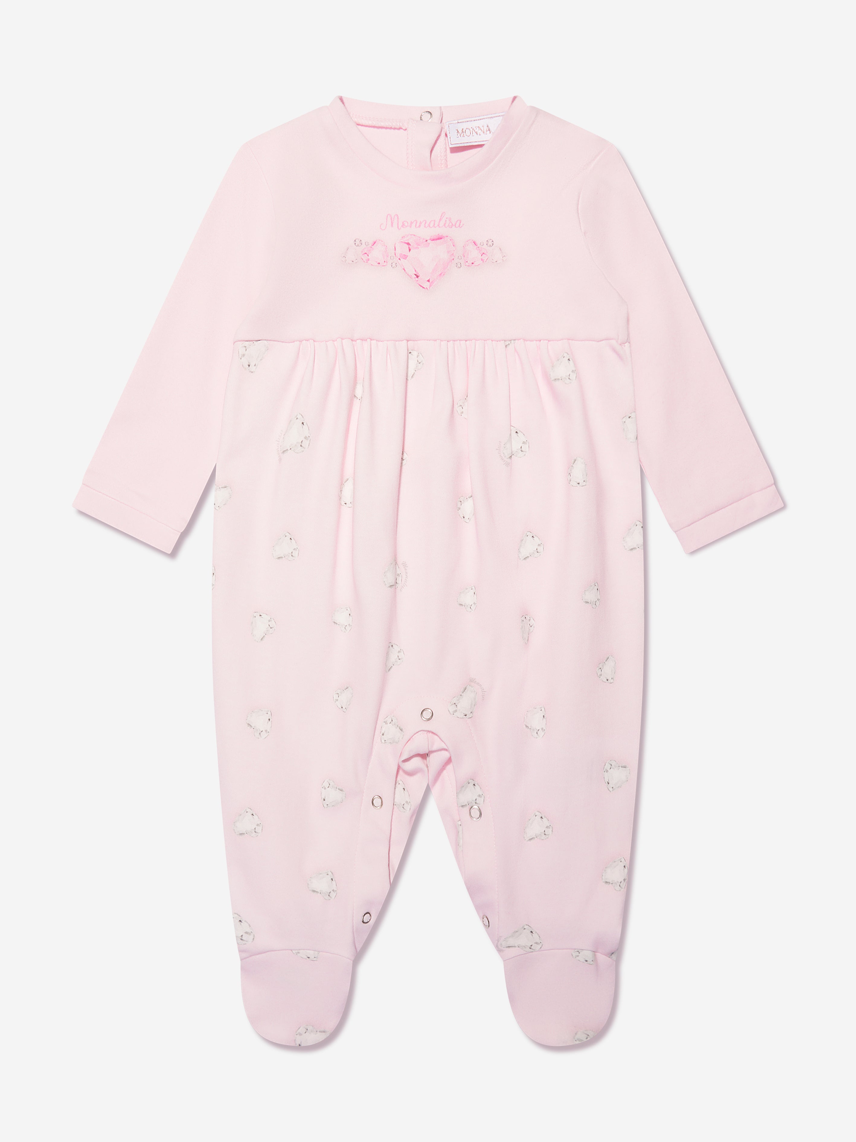 Monnalisa Baby Girls Crystal Babygrow in Pink