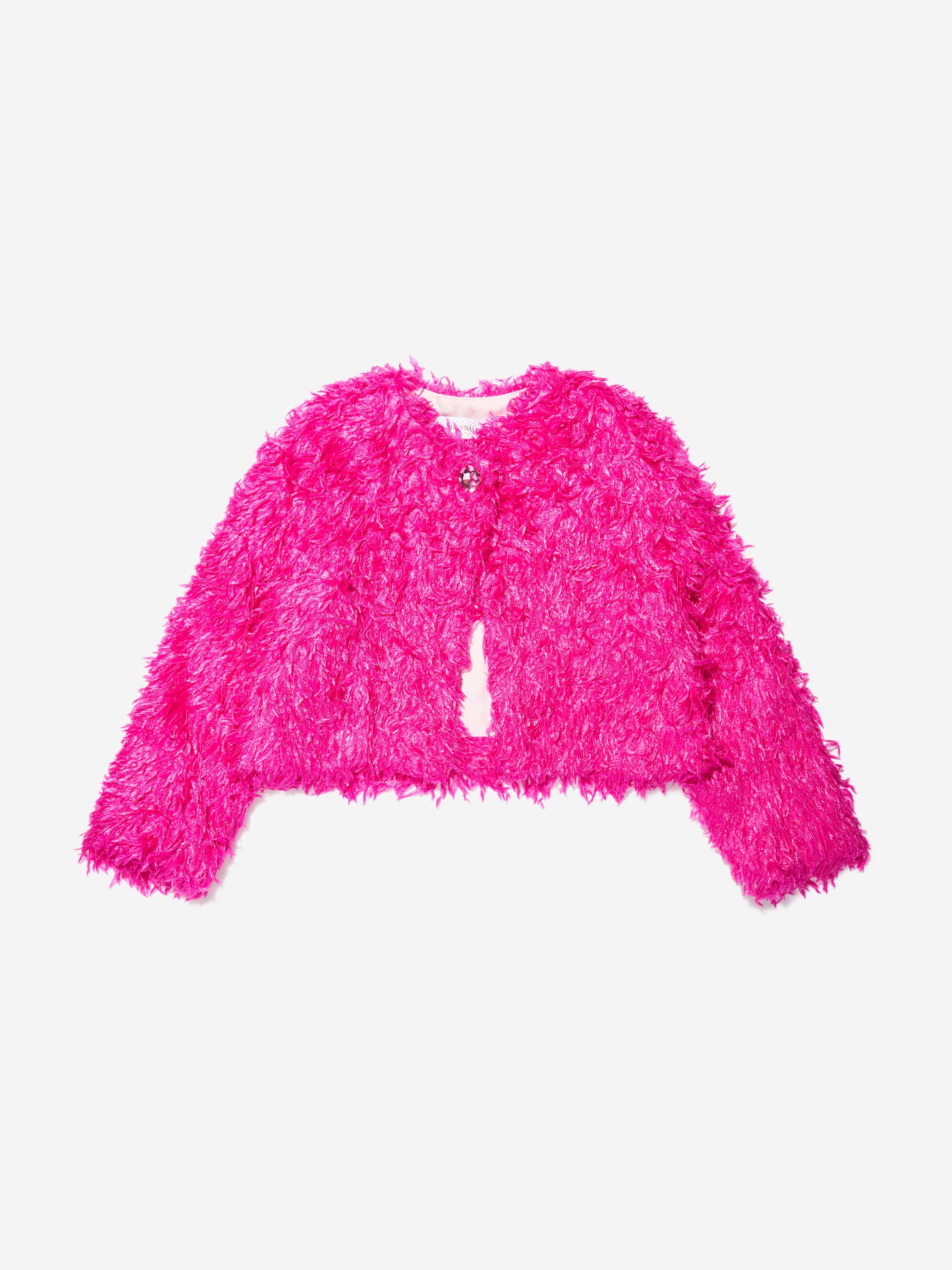 Monnalisa Girls Feathered Jacket in Pink