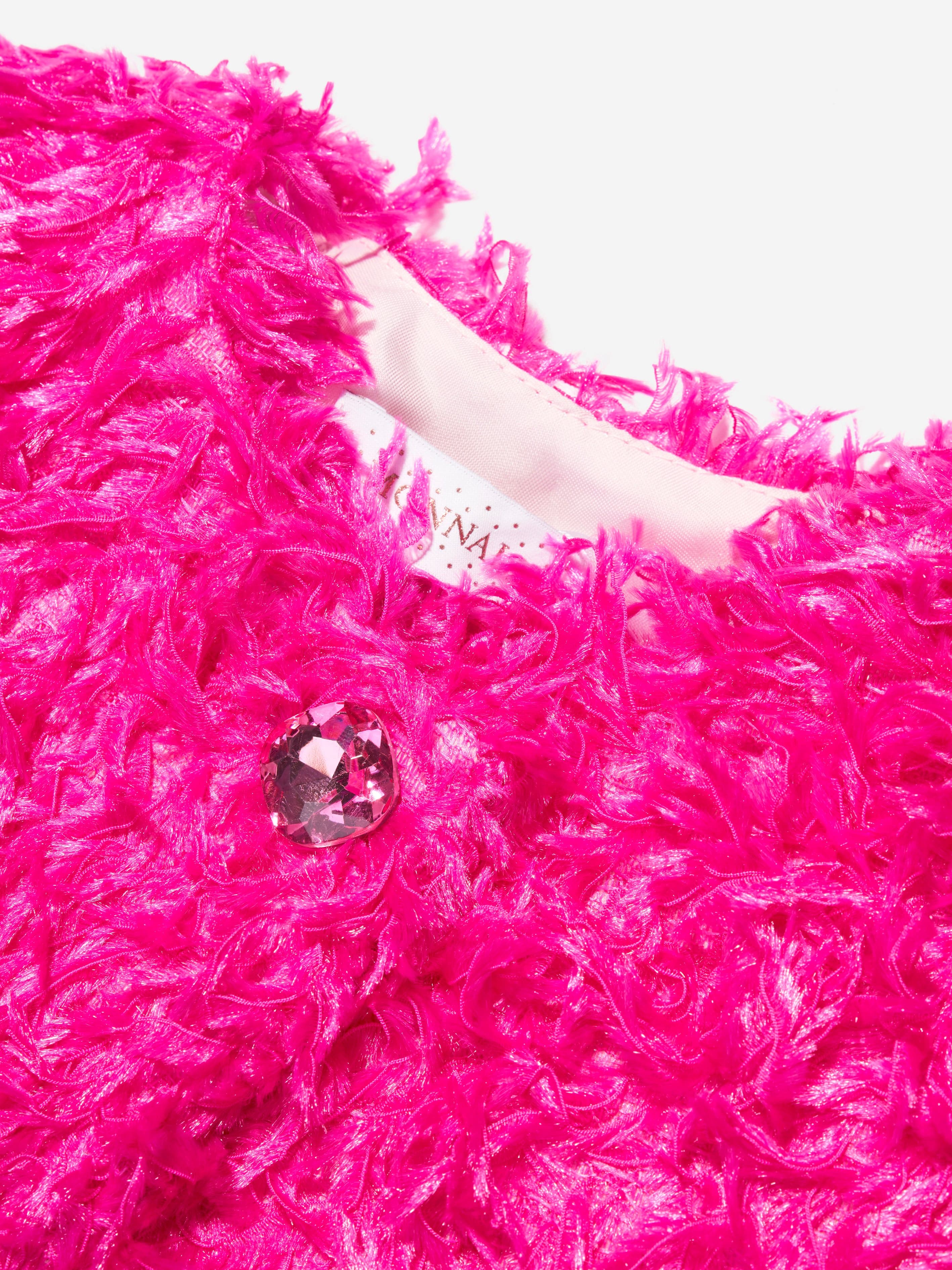 Monnalisa Girls Feathered Jacket in Pink