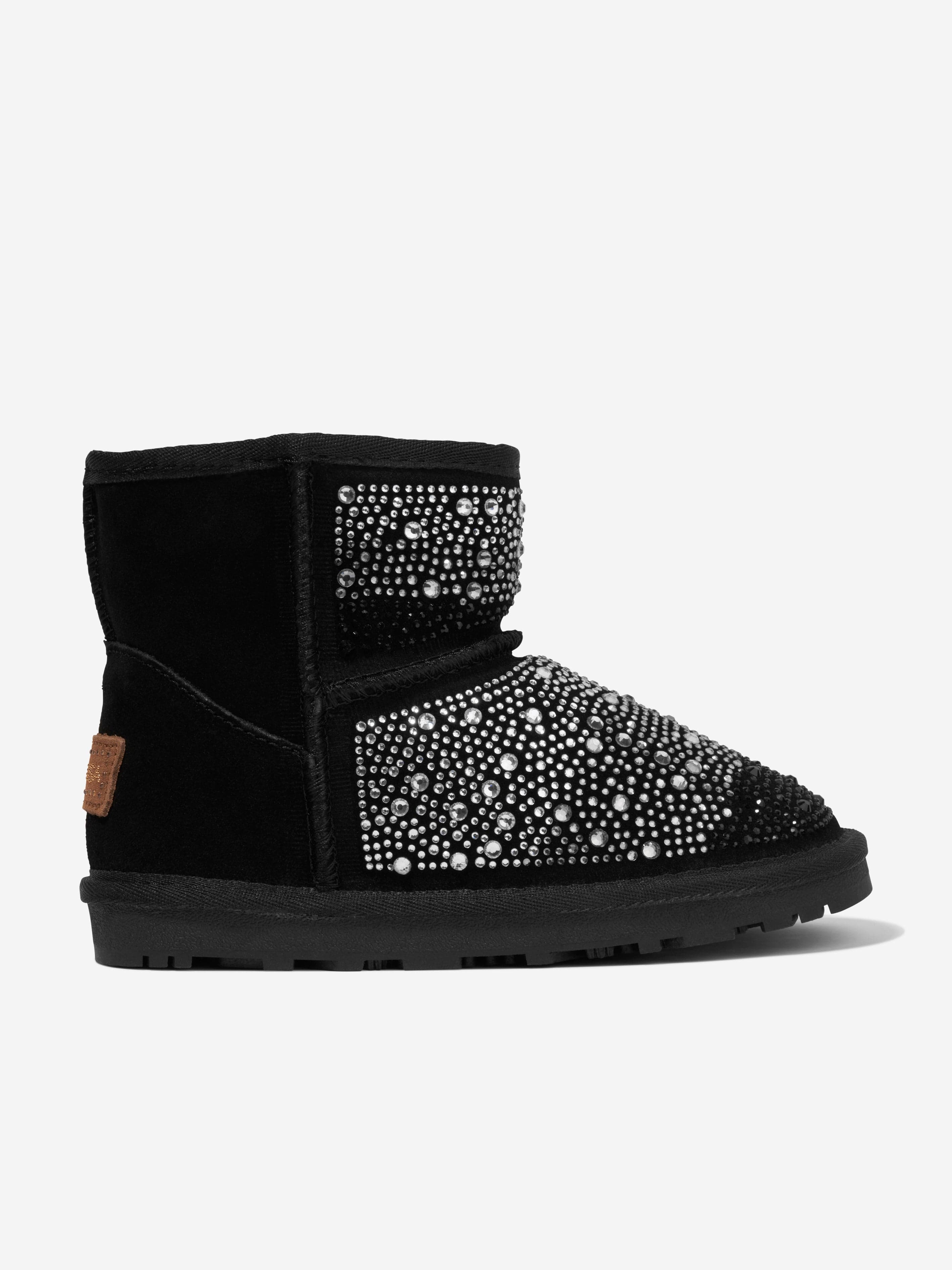 Monnalisa Girls Diamante Embellished Boots in Black