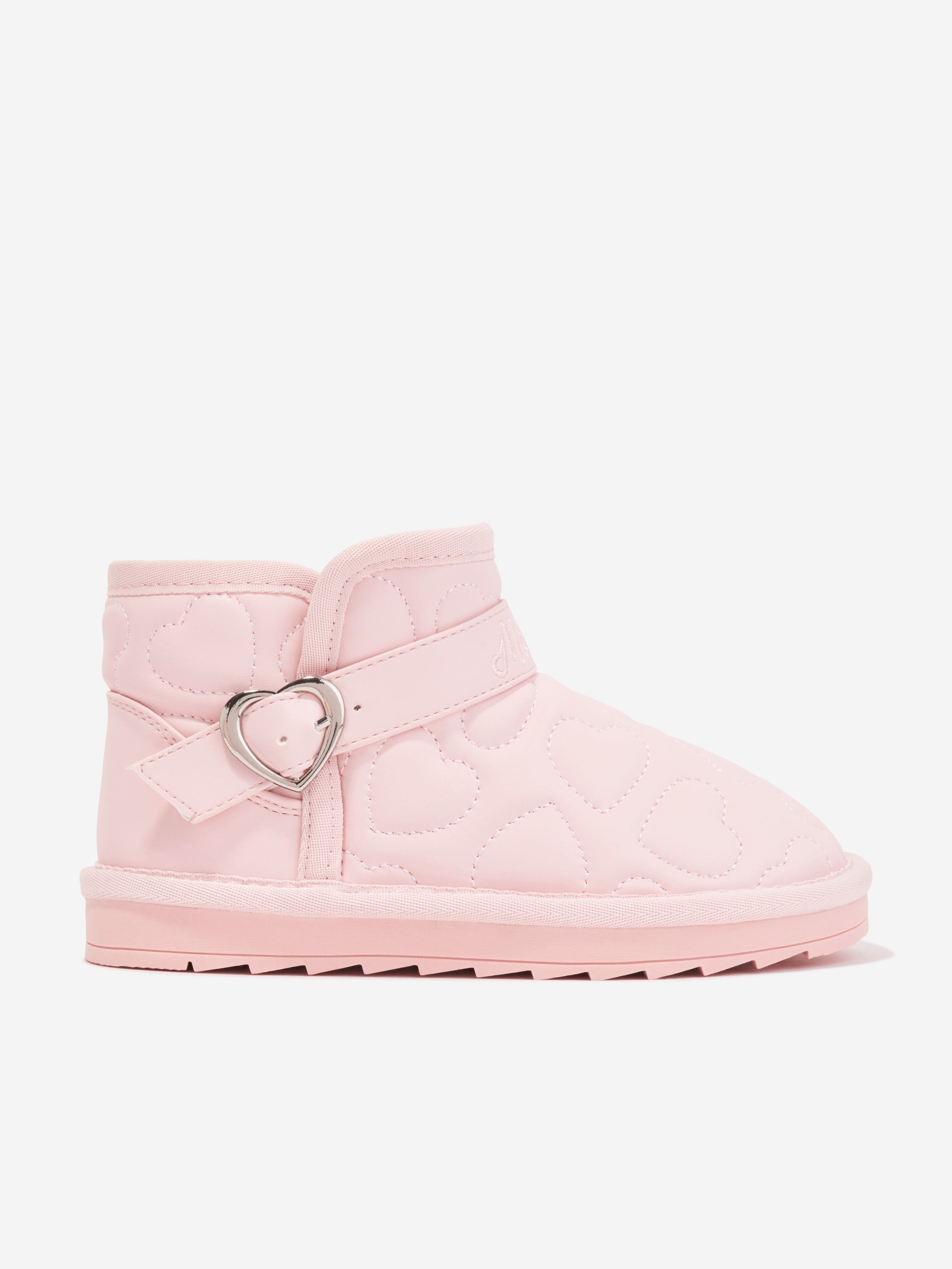 Monnalisa Girls Embossed Fur Lined Boots in Pink