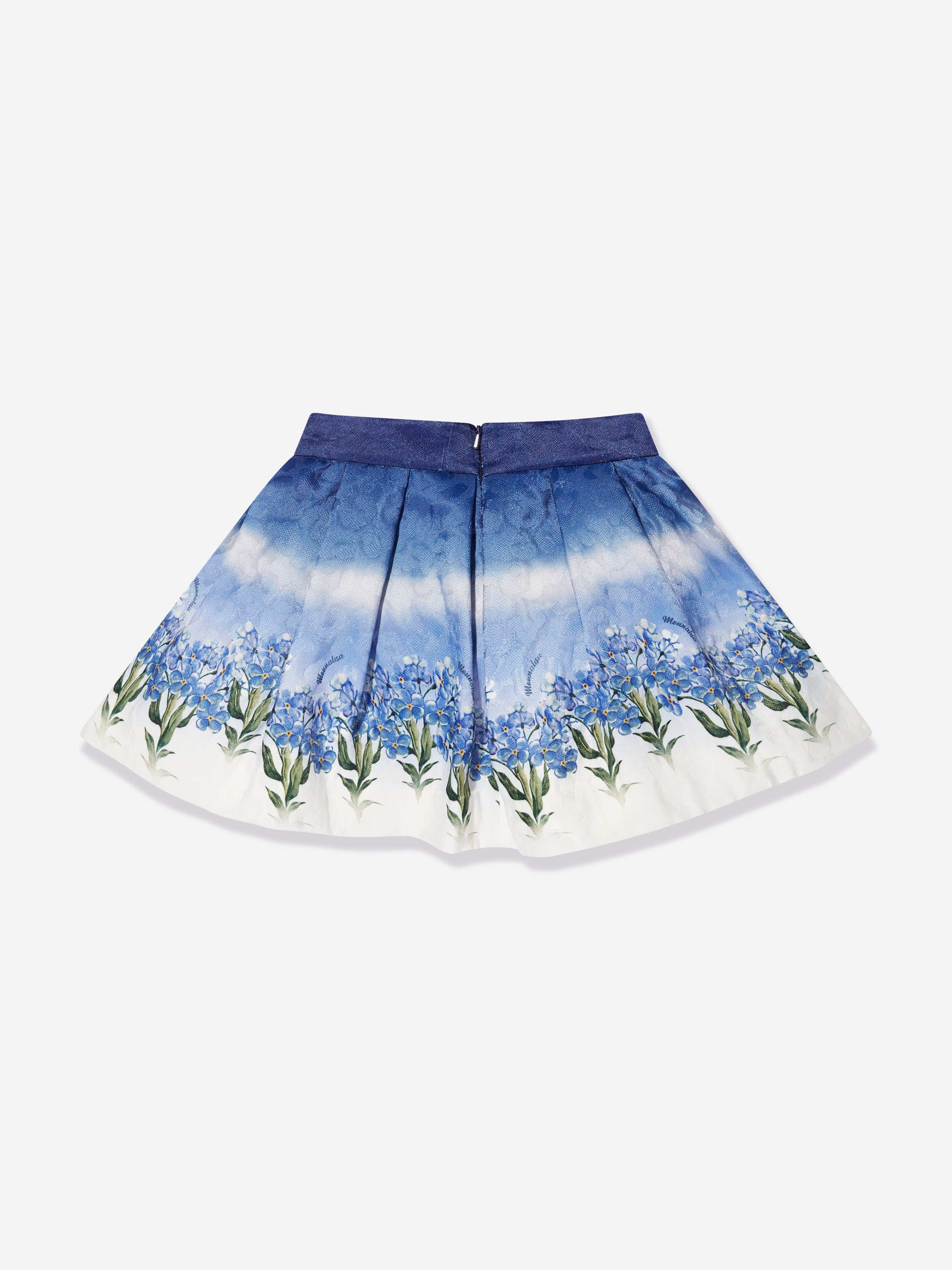 Monnalisa Girls Floral Faded Skirt in Blue