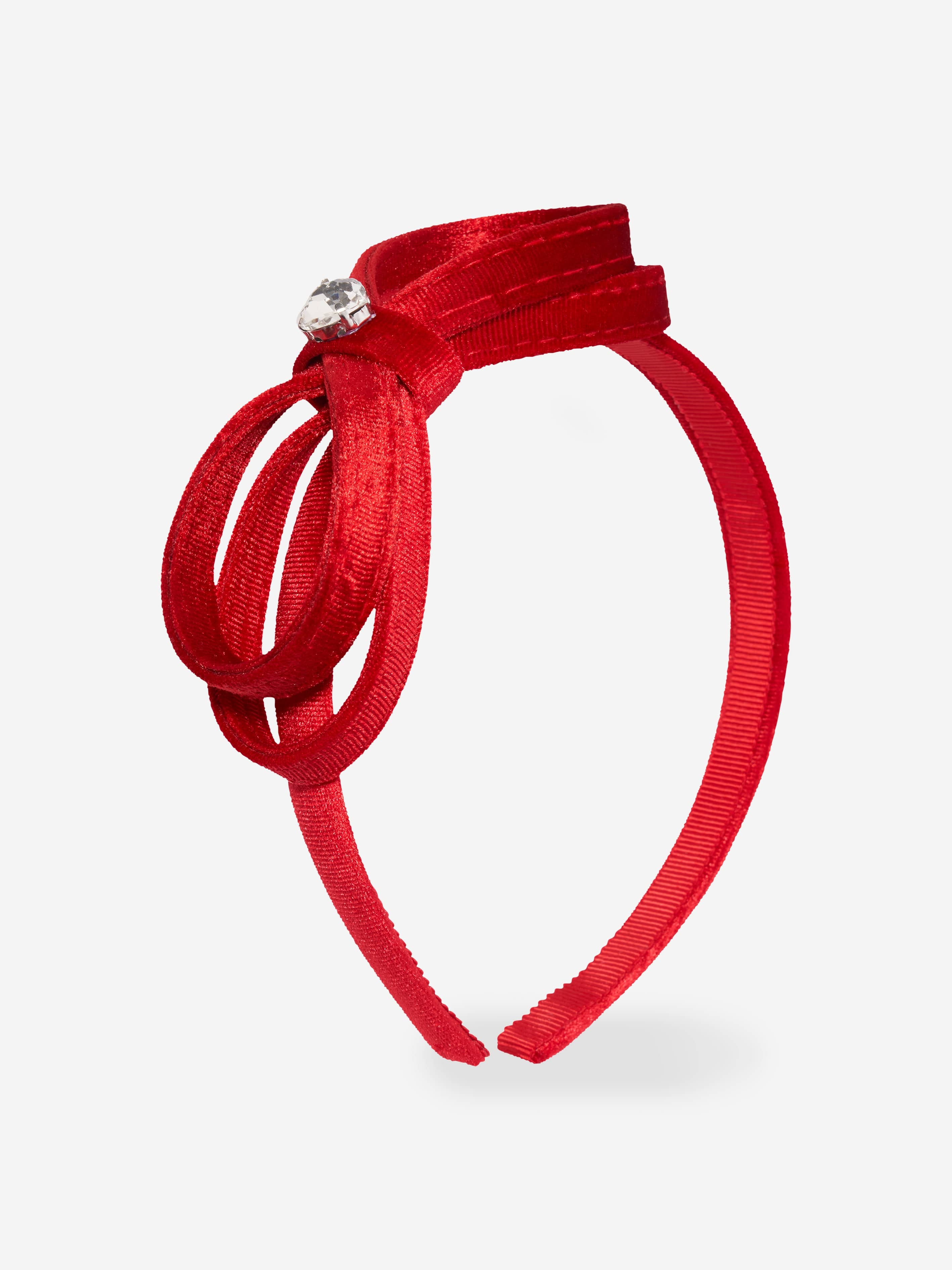 Monnalisa Girls Velvet Bow Headband in Red