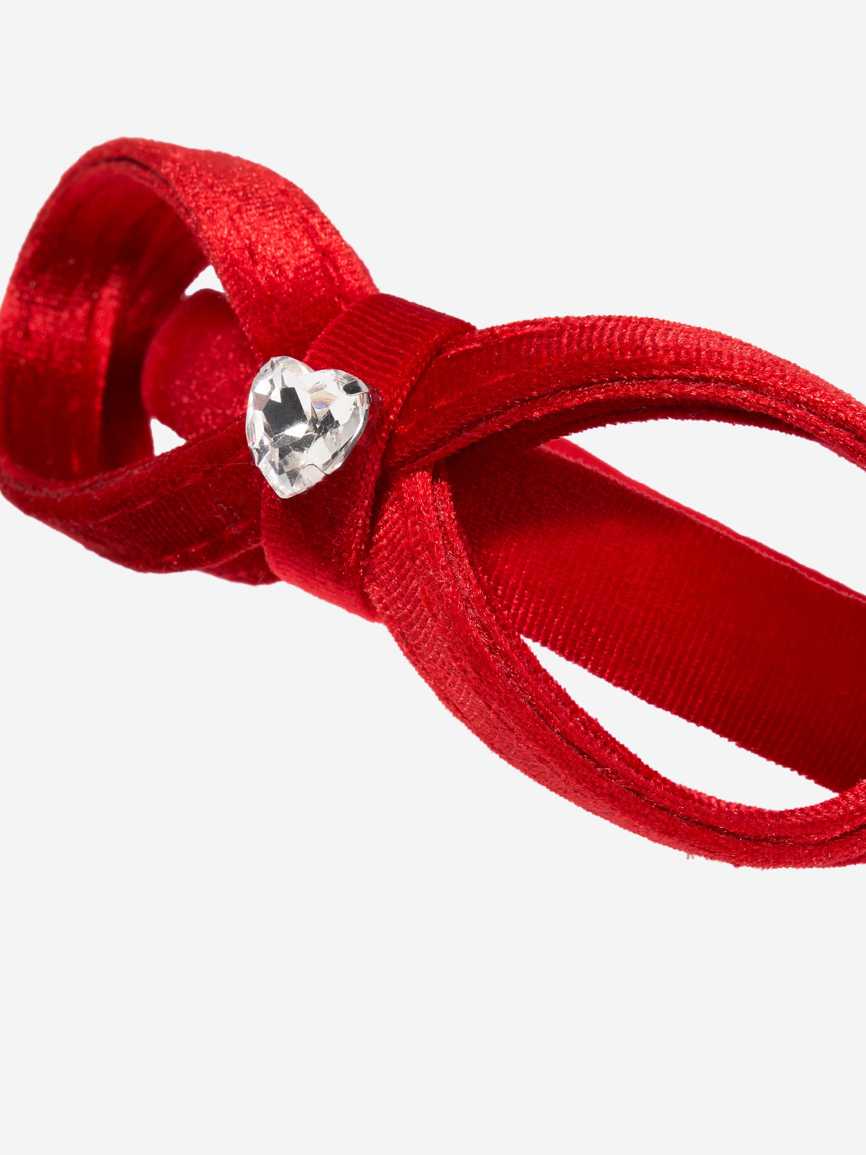 Monnalisa Girls Velvet Bow Headband in Red