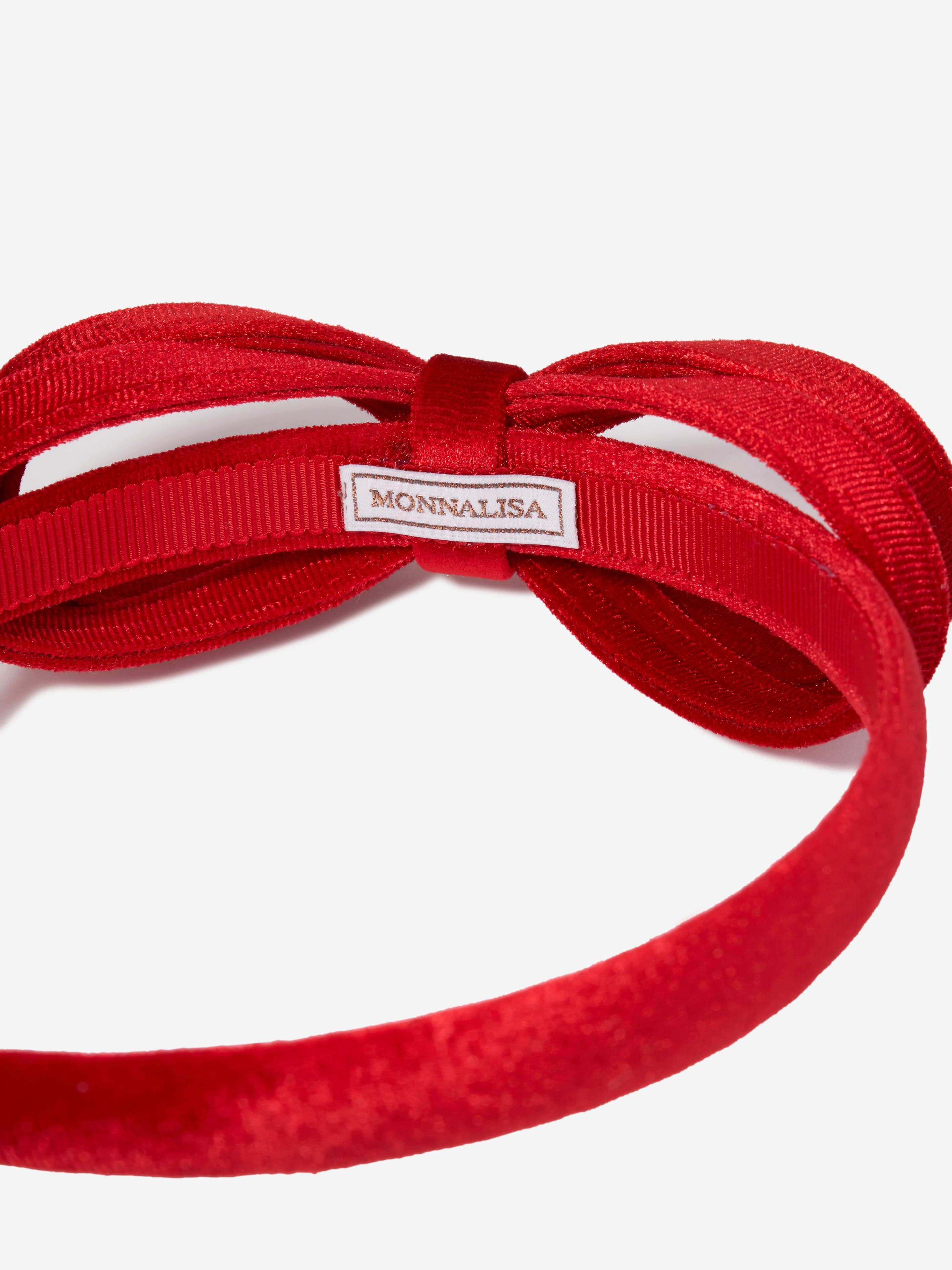 Monnalisa Girls Velvet Bow Headband in Red