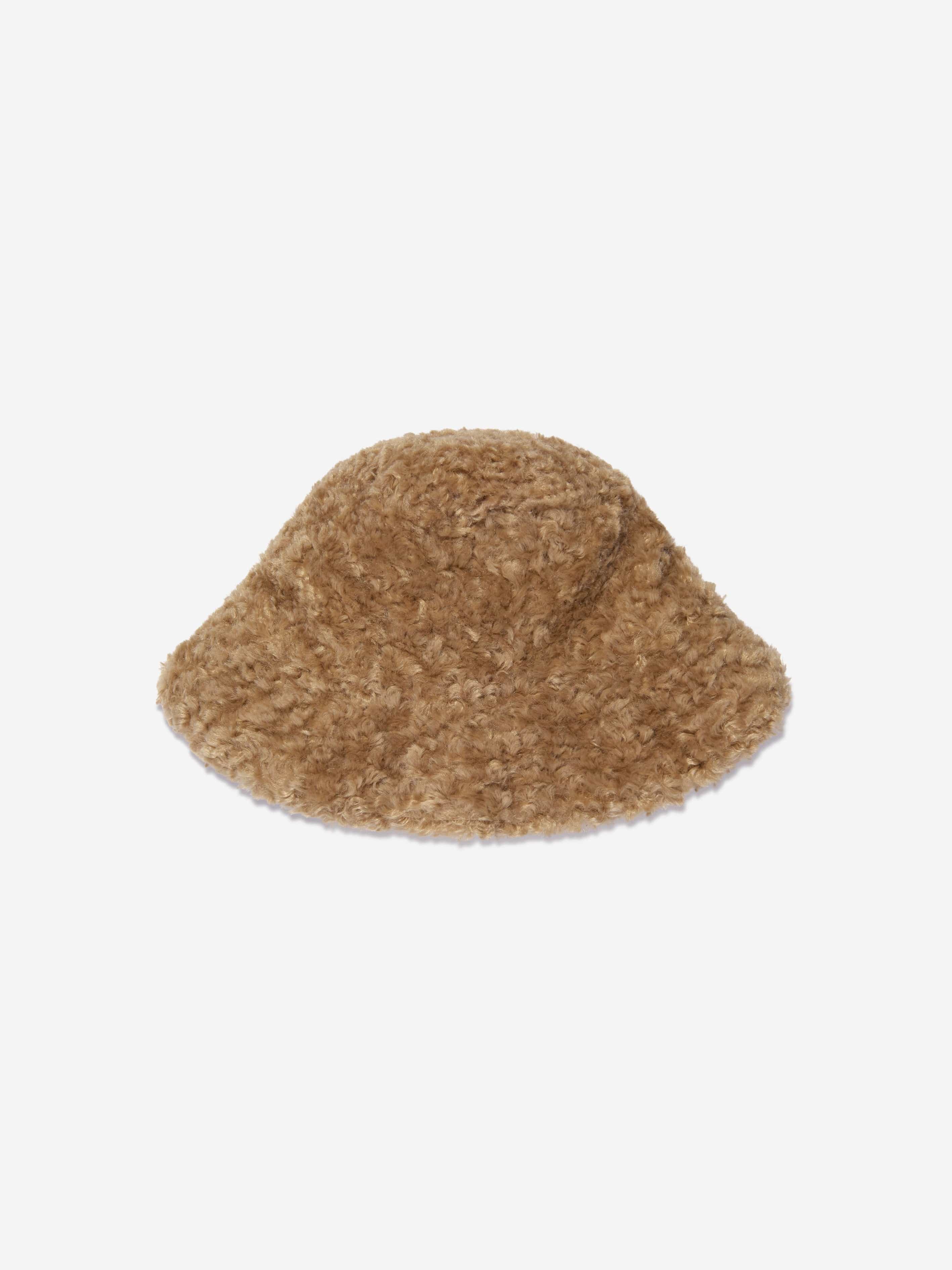 Monnalisa Girls Faux Fur Bucket Hat in Beige