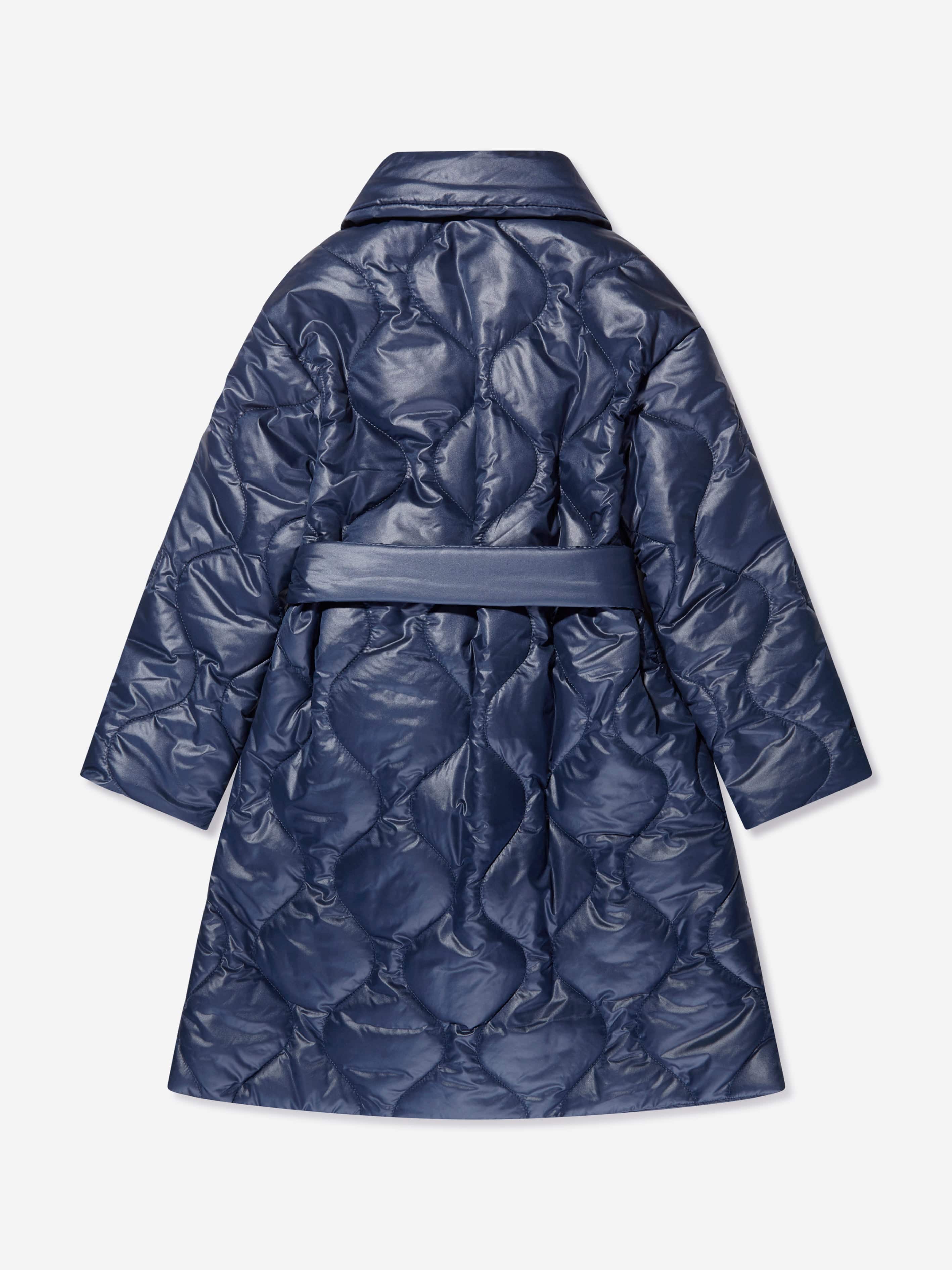 Monnalisa Girls Quilted Coat in Navy