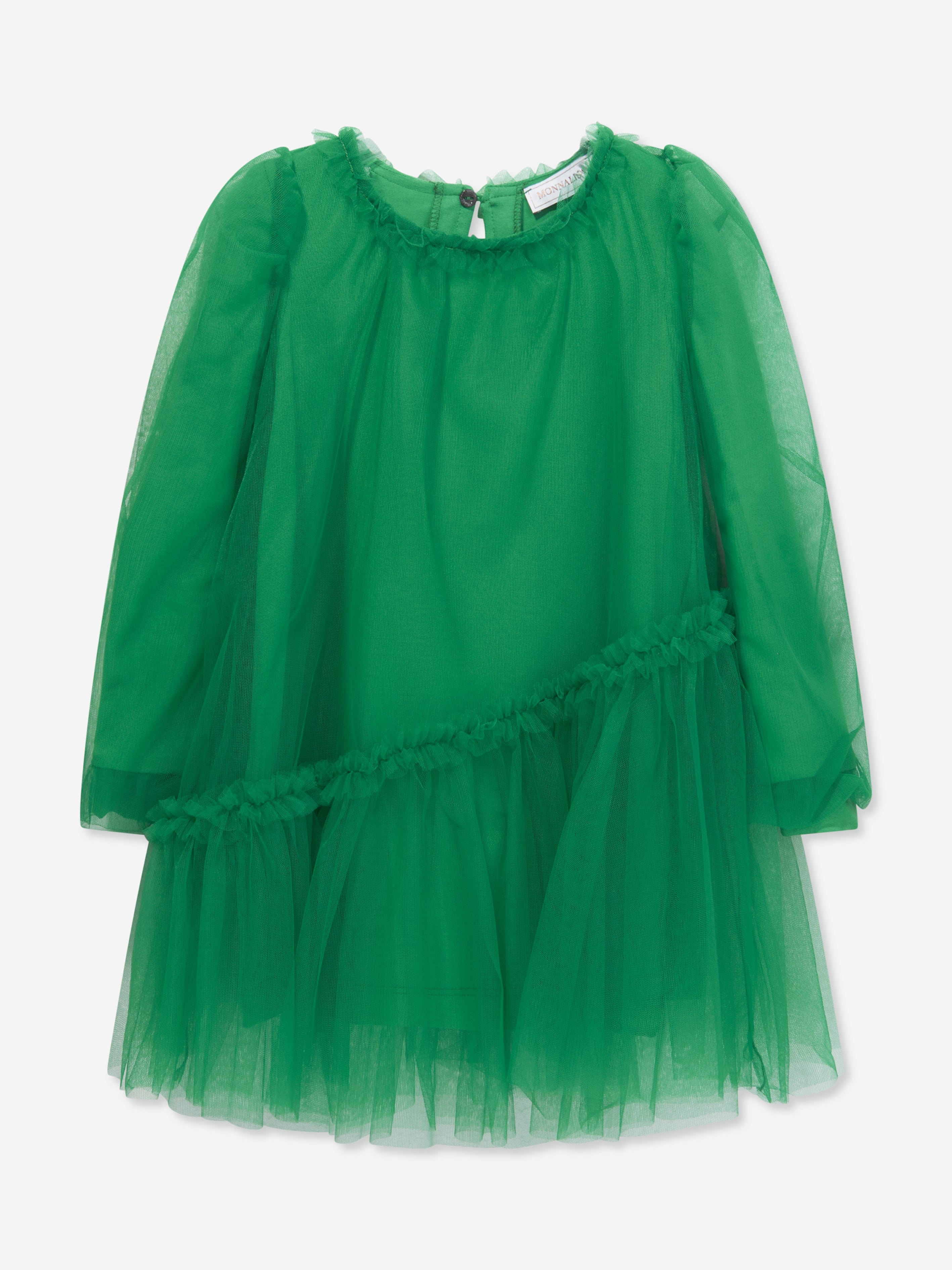 Monnalisa Girls Tulle Occasion Dress in Green