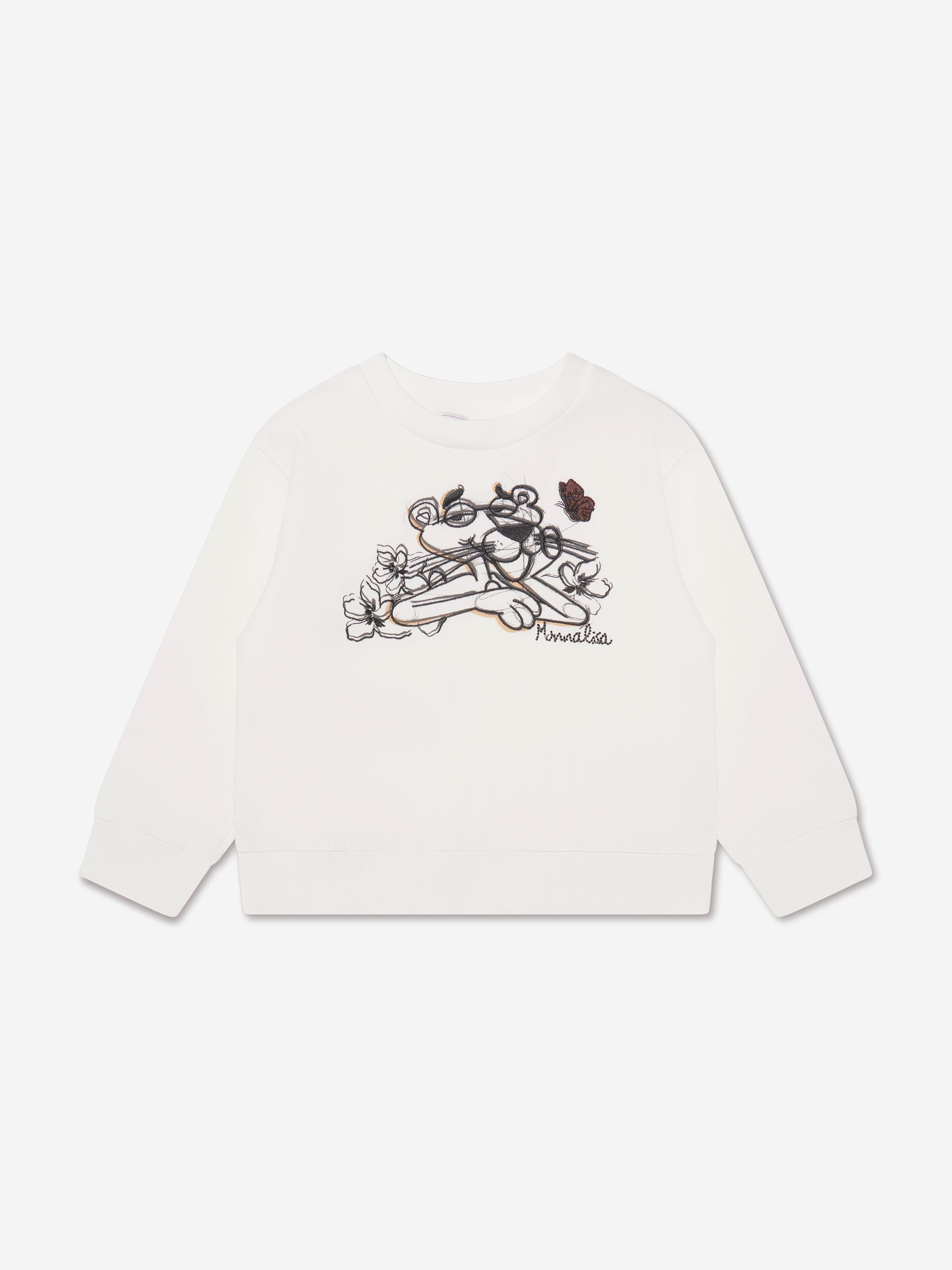 Monnalisa Girls Pink Panther Sweatshirt in Ivory