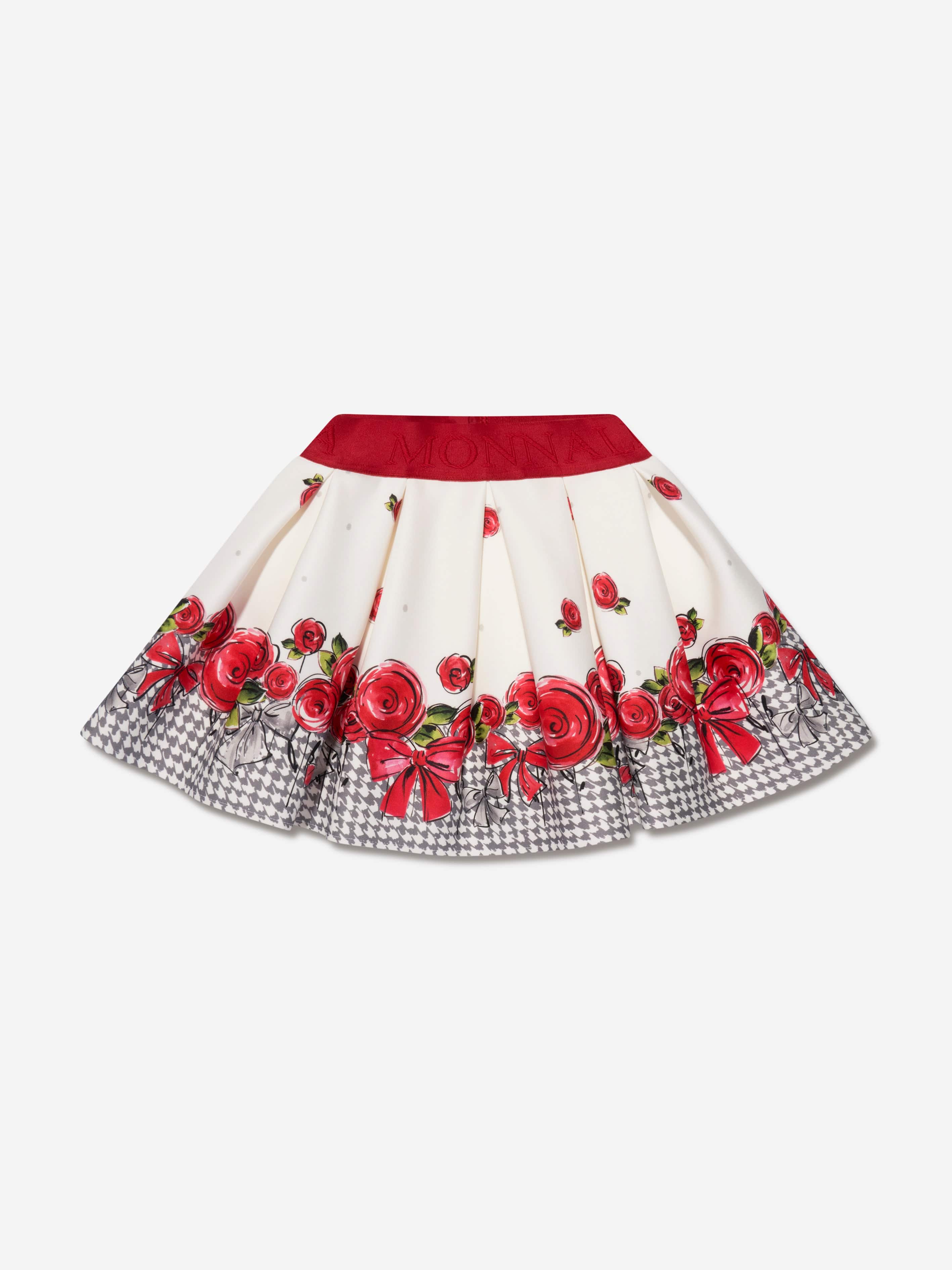 Monnalisa Baby Girls Rose Neoprene Skirt in Ivory