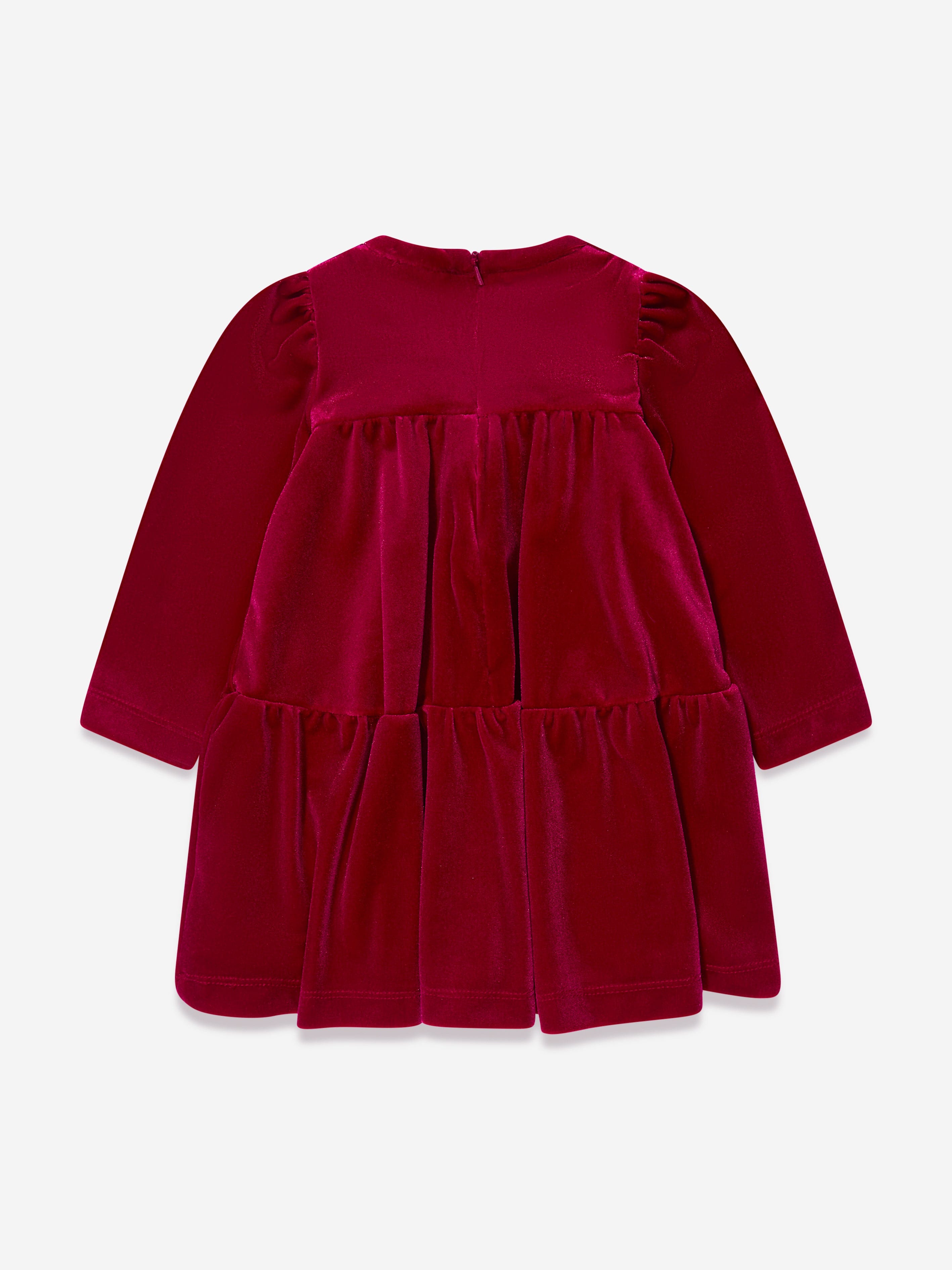 Monnalisa Baby Girls Velour Bow Dress in Red