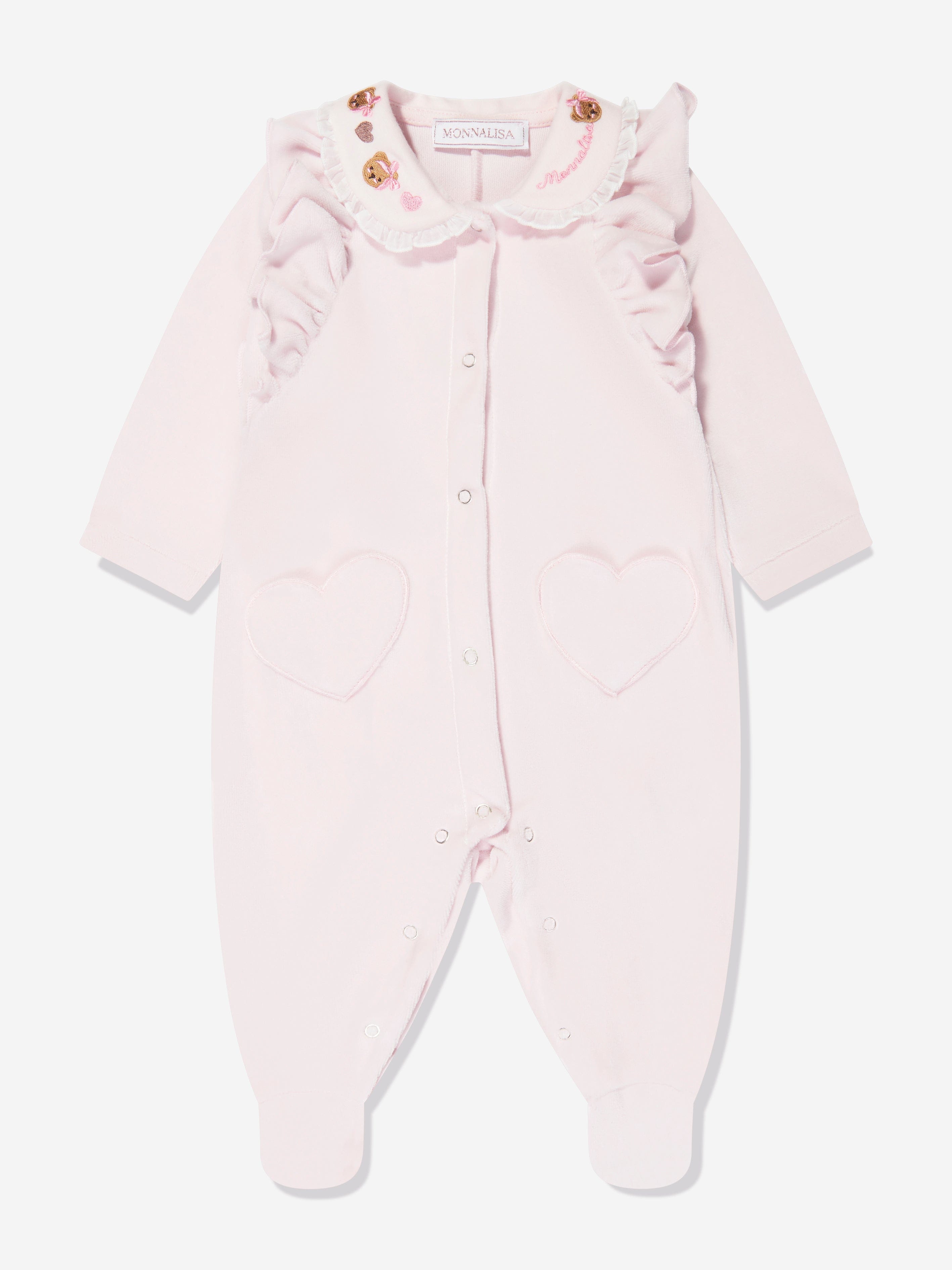 Monnalisa Baby Girls Velour Babygrow in Pink